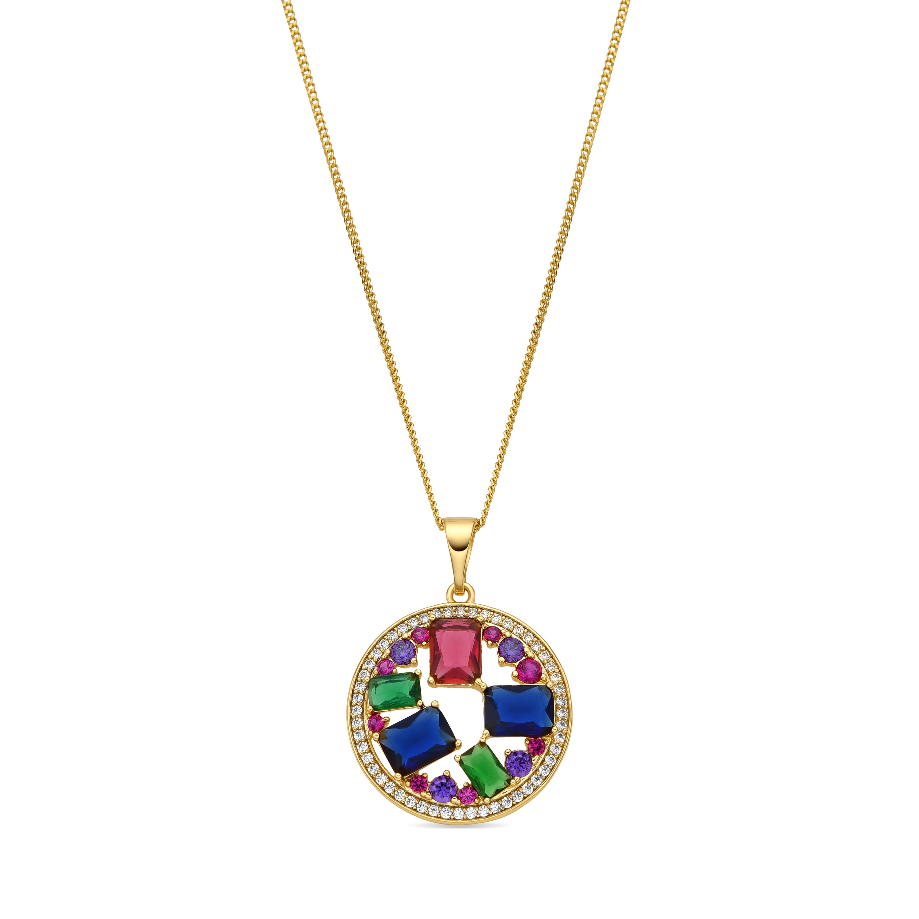 18k yellow gold finished necklace and Multicolor Cubic Zirconia - Auope