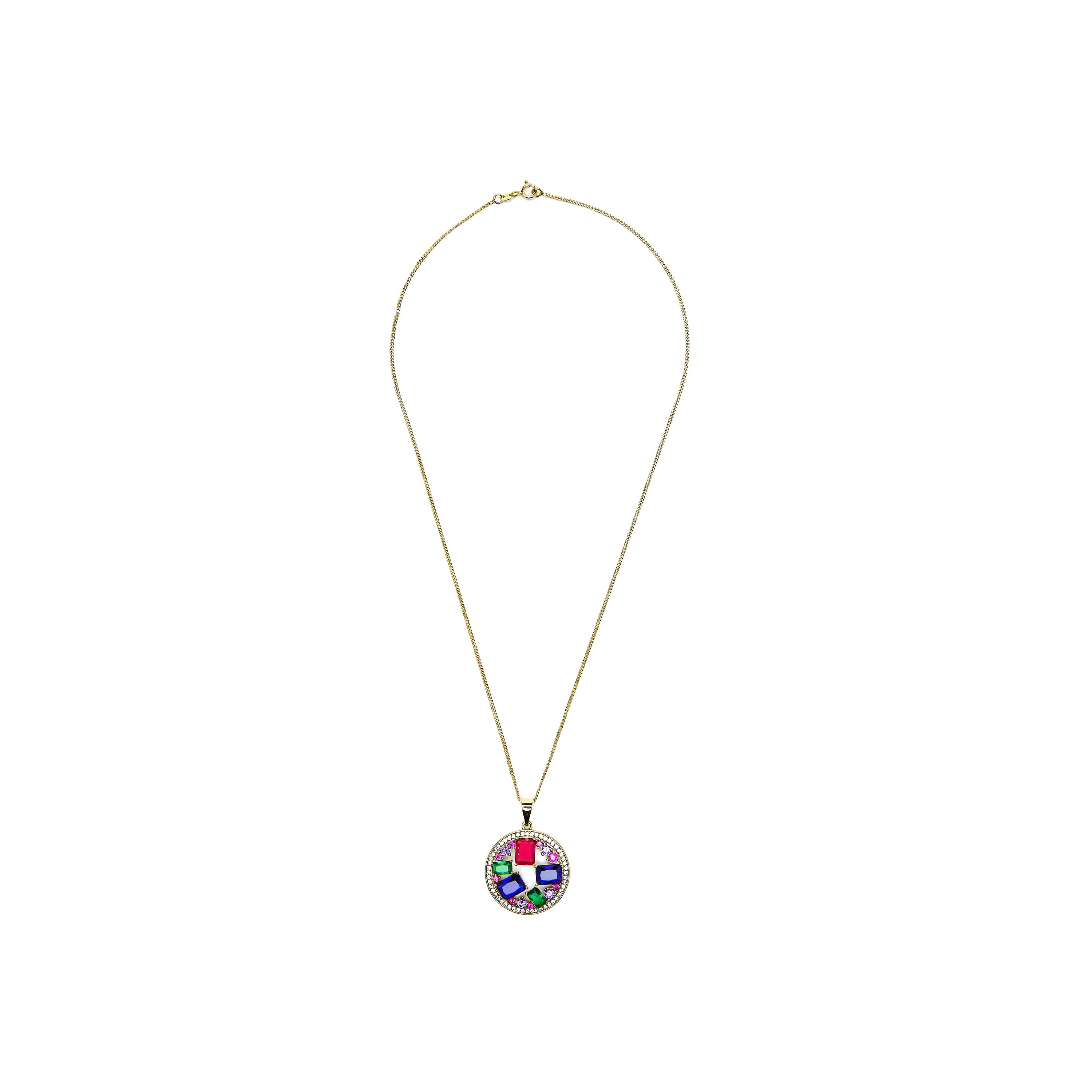 18k yellow gold finished necklace and Multicolor Cubic Zirconia - Auope