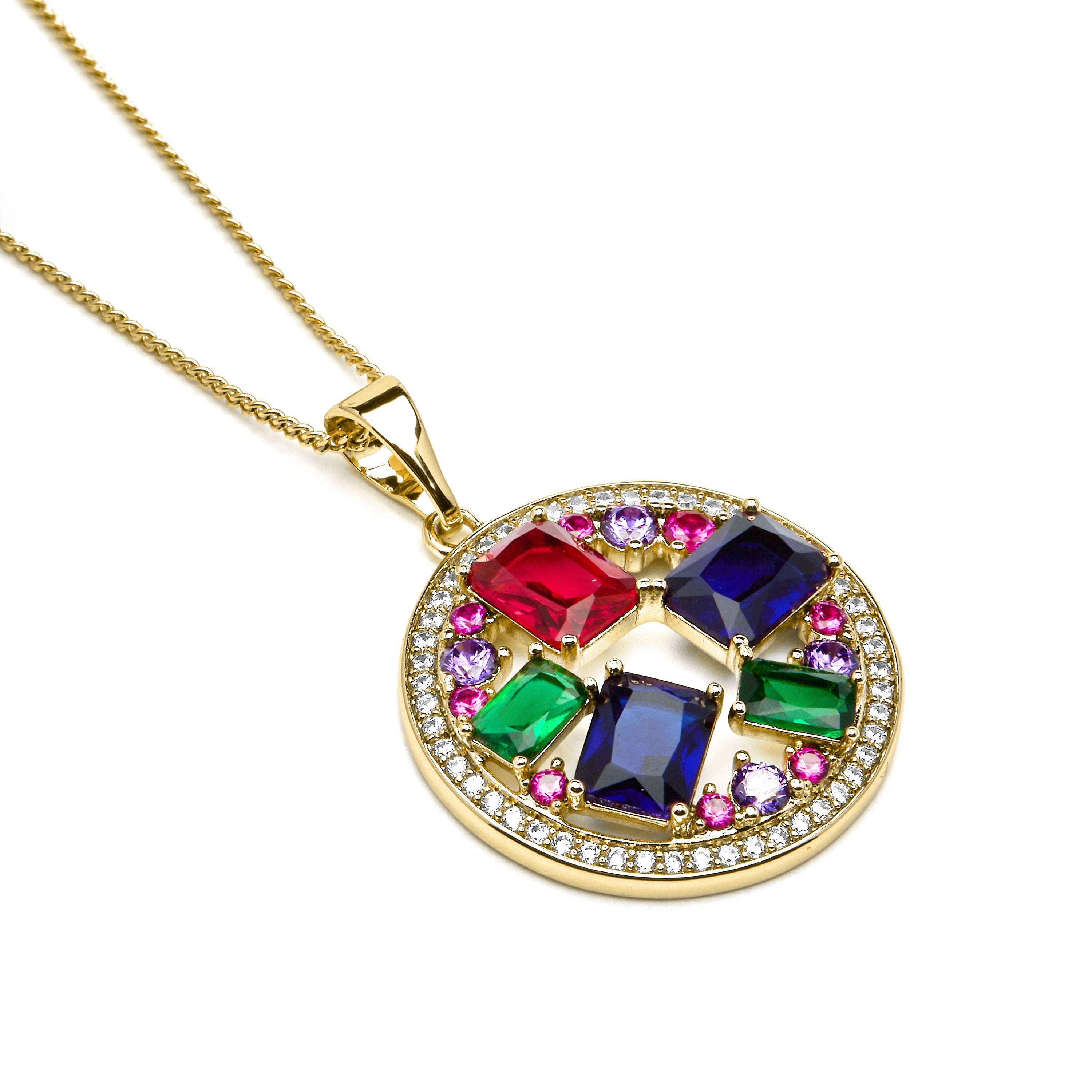 18k yellow gold finished necklace and Multicolor Cubic Zirconia - Auope