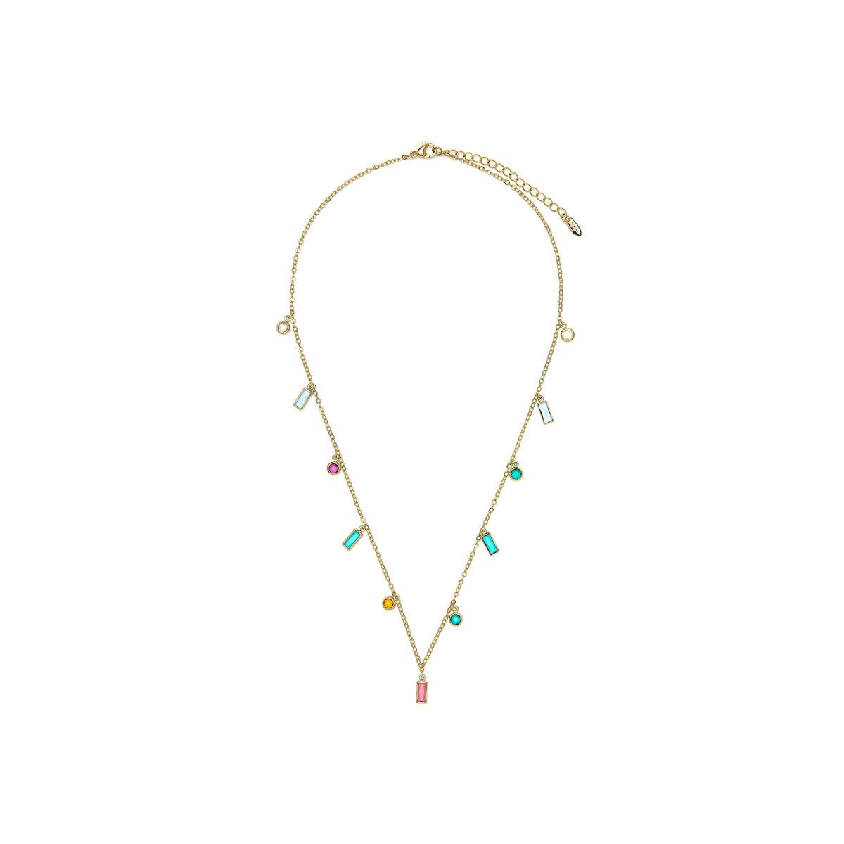 18k Yellow Gold Finished Necklace with Multicolor Cubic Zirconia - Othly