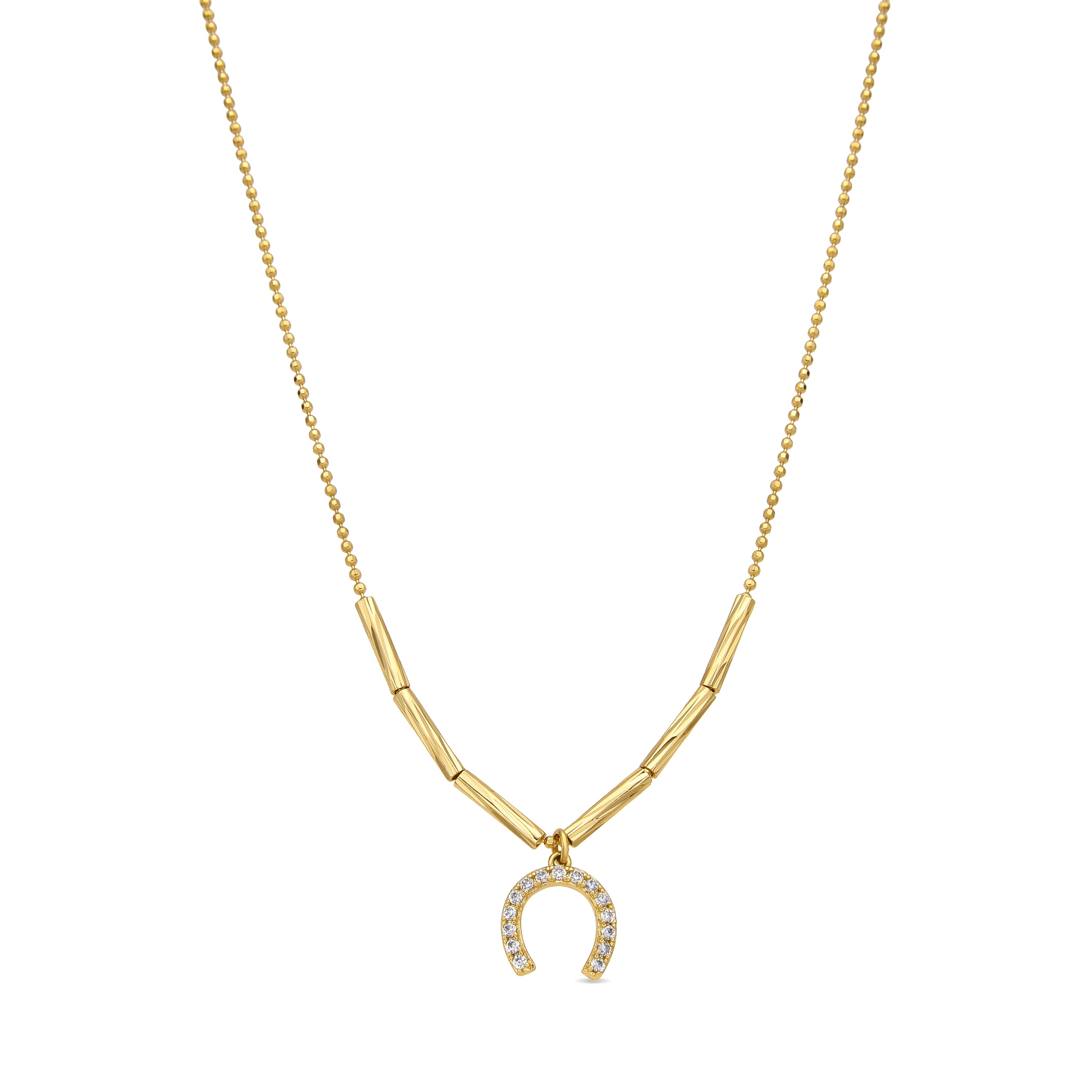 Colar acabamento ouro amarelo 18k e Zircónia Brilhante - Tachal
