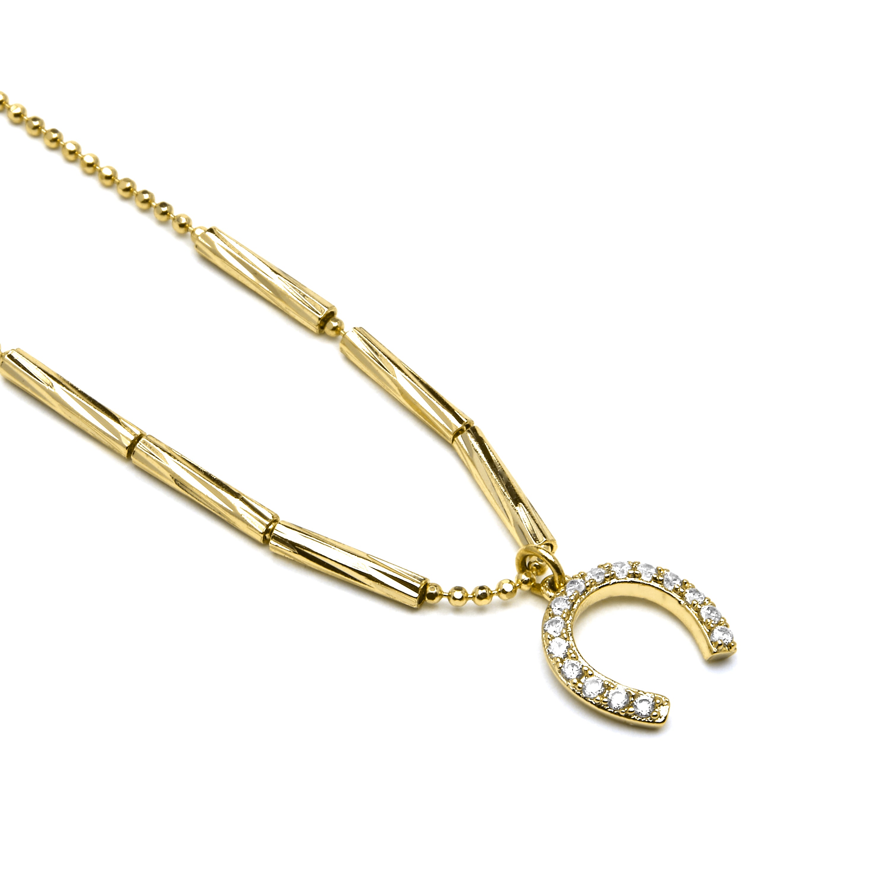 Colar acabamento ouro amarelo 18k e Zircónia Brilhante - Tachal