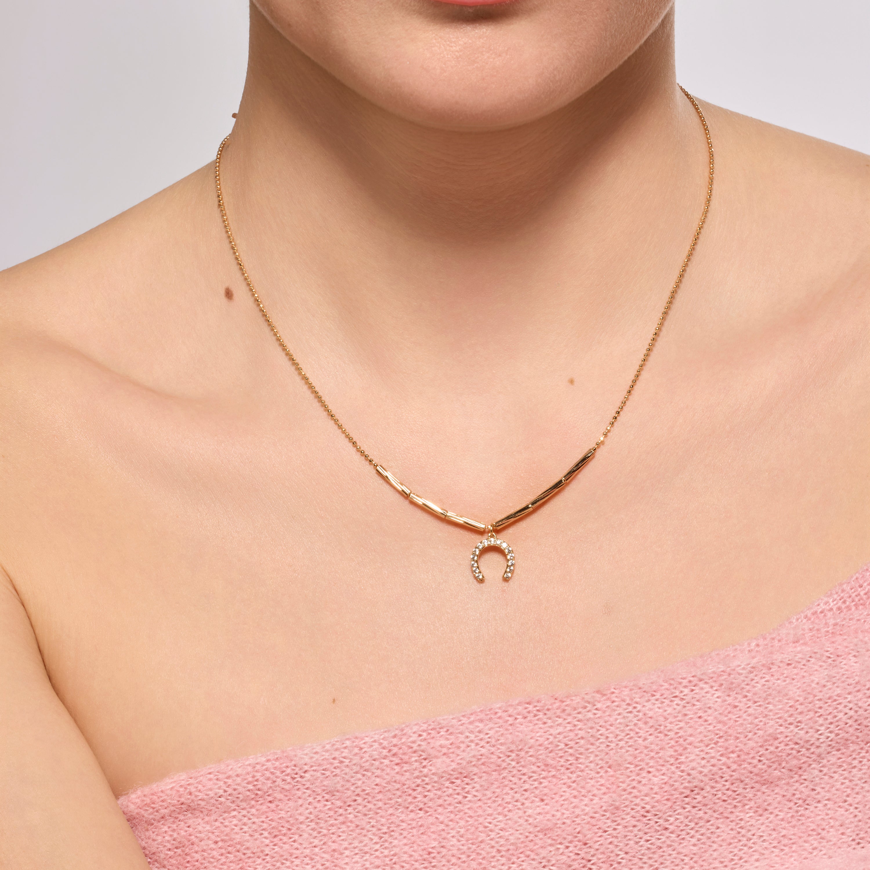 Colar acabamento ouro amarelo 18k e Zircónia Brilhante - Tachal