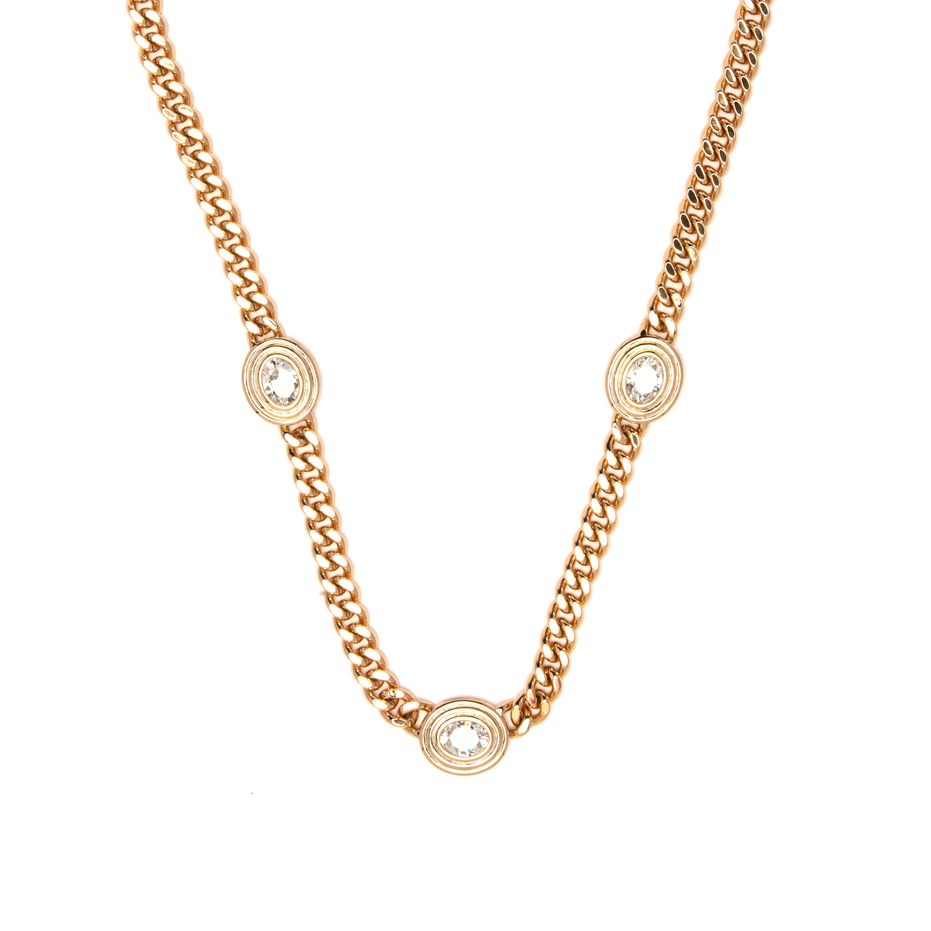 Bright Cubic Zirconia Necklace finished in 18k Yellow Gold - Odray