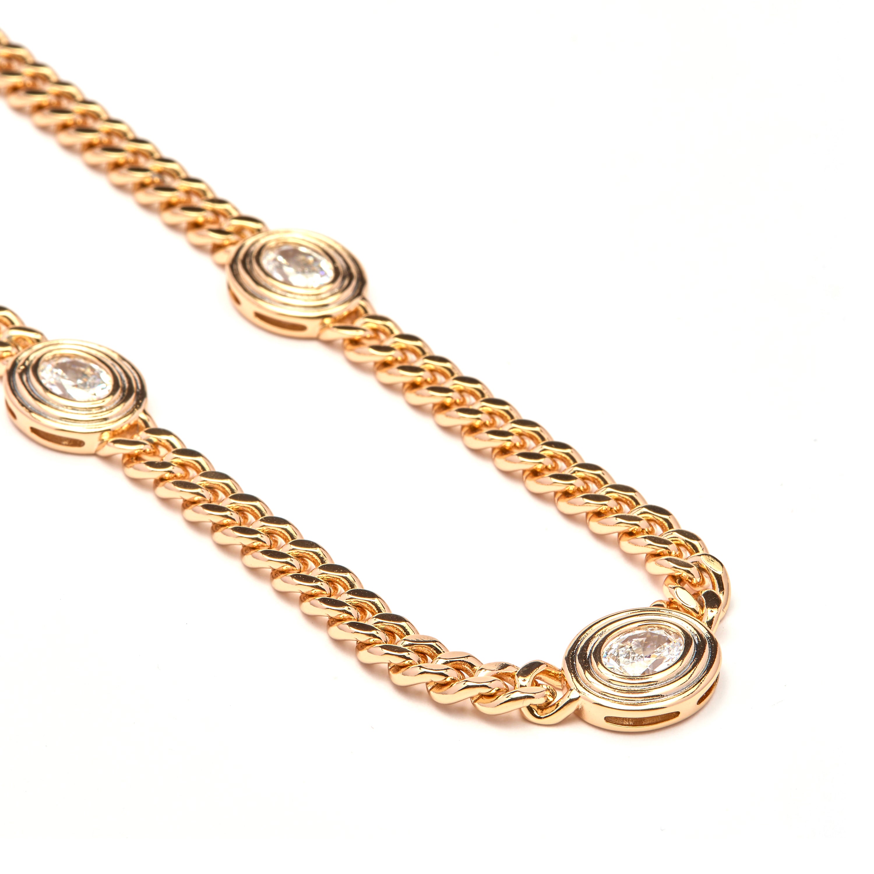 Bright Cubic Zirconia Necklace finished in 18k Yellow Gold - Odray