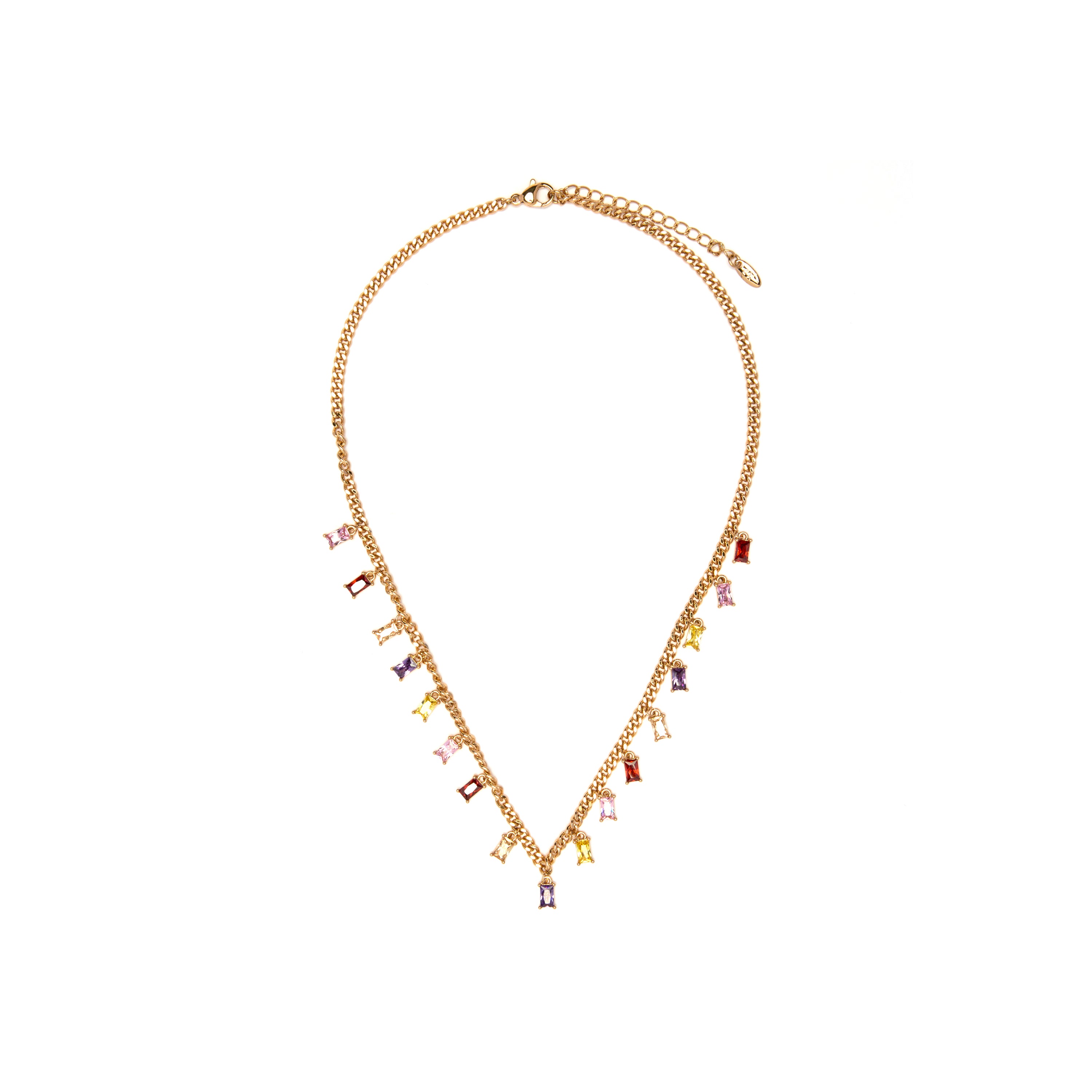 Multicolor Cubic Zirconia Necklace Finished in 18k Yellow Gold - Enfo