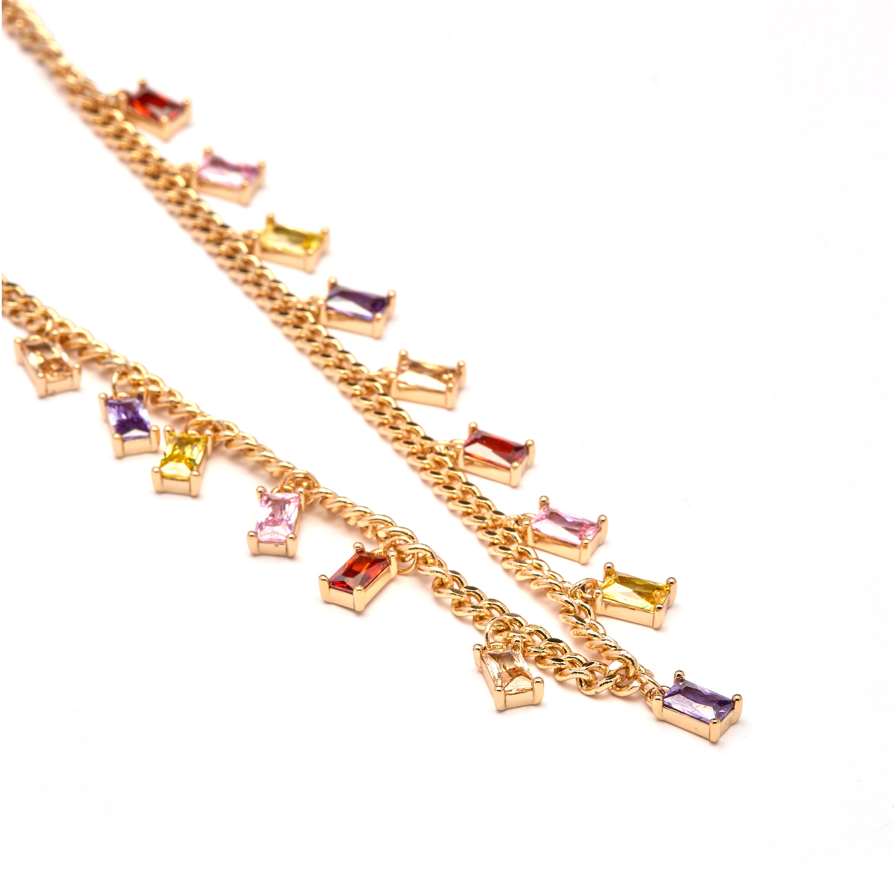 Multicolor Cubic Zirconia Necklace Finished in 18k Yellow Gold - Enfo