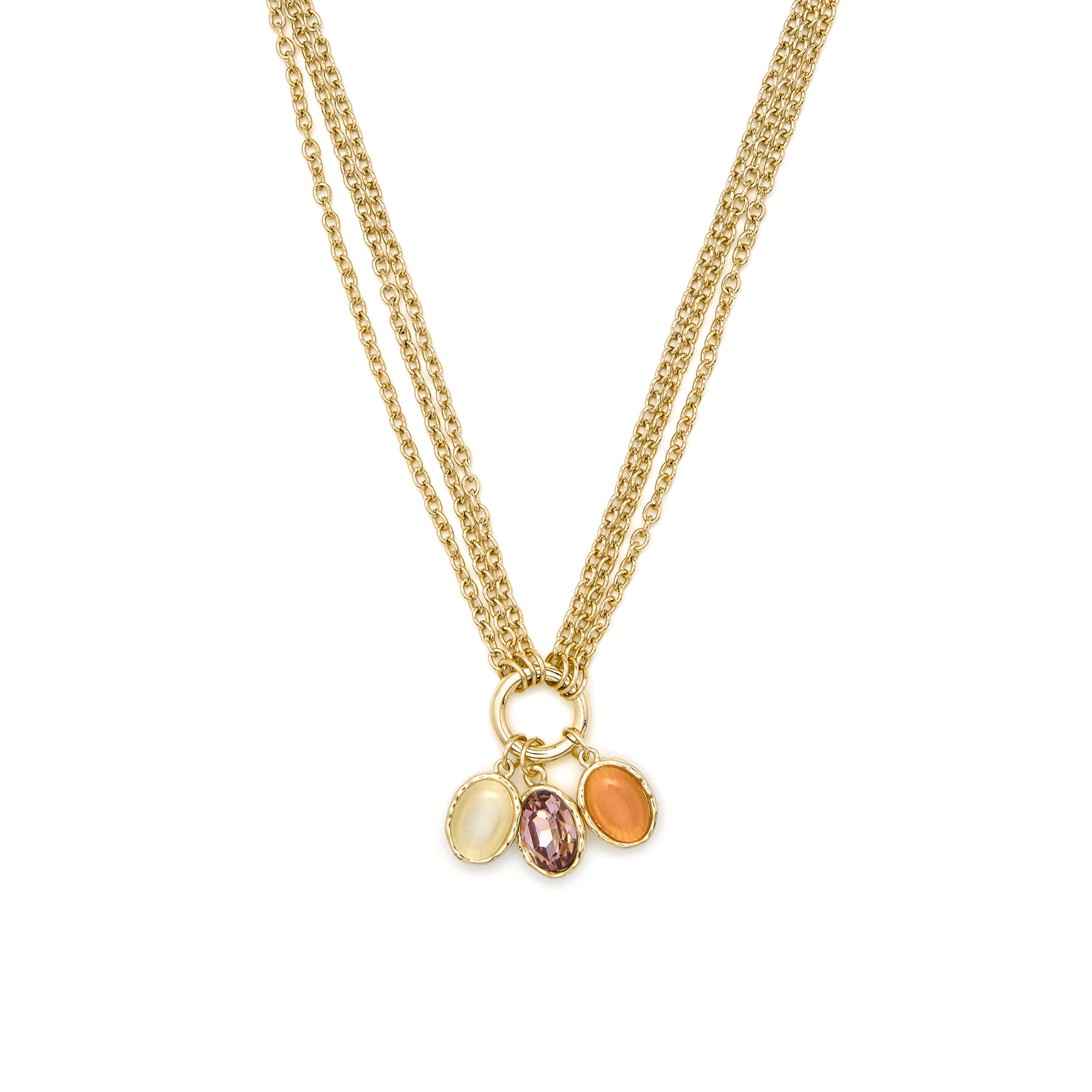 Multicolor Katzenaugen-Halskette mit 18k Gelbgold-Finish - Zalya