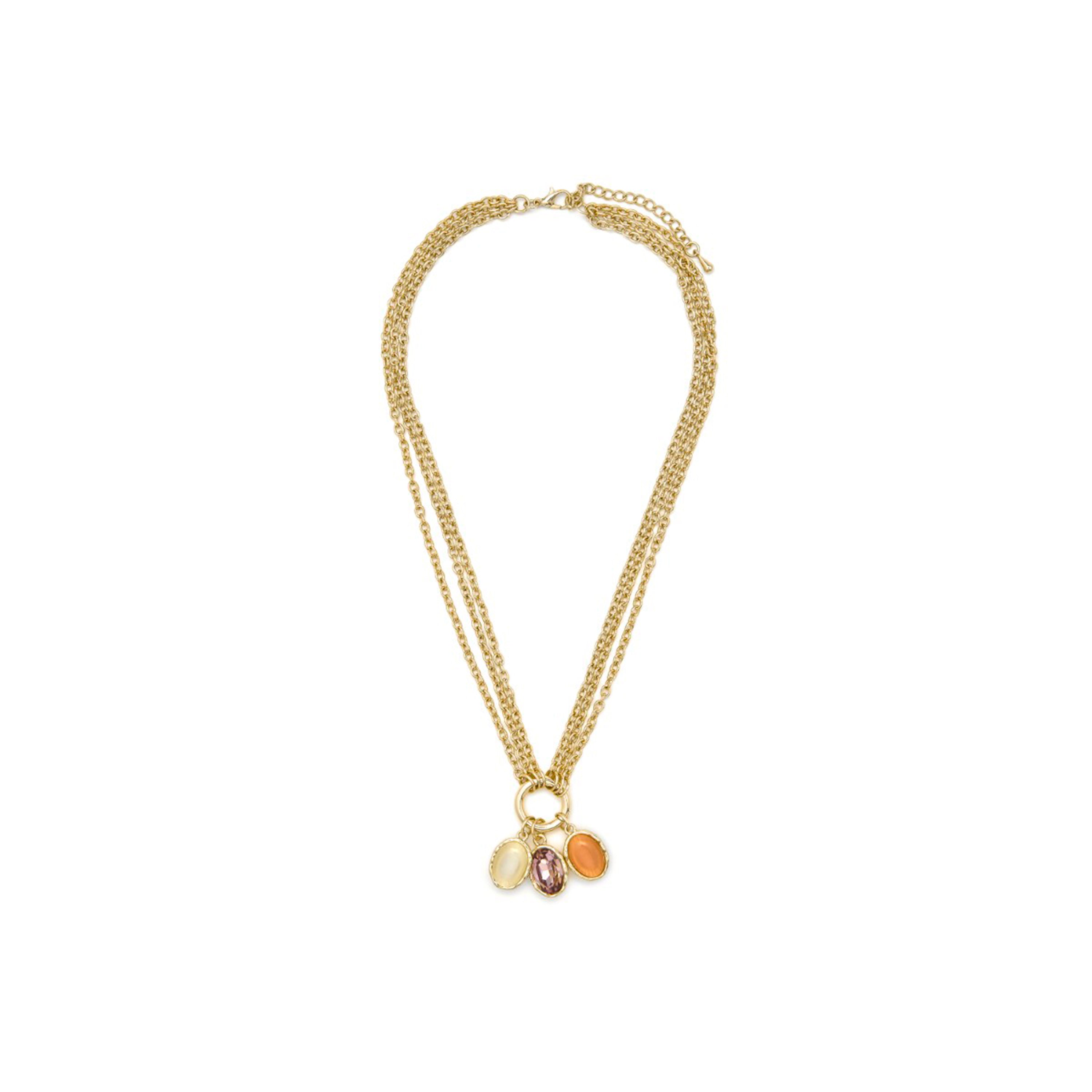 Multicolor Katzenaugen-Halskette mit 18k Gelbgold-Finish - Zalya