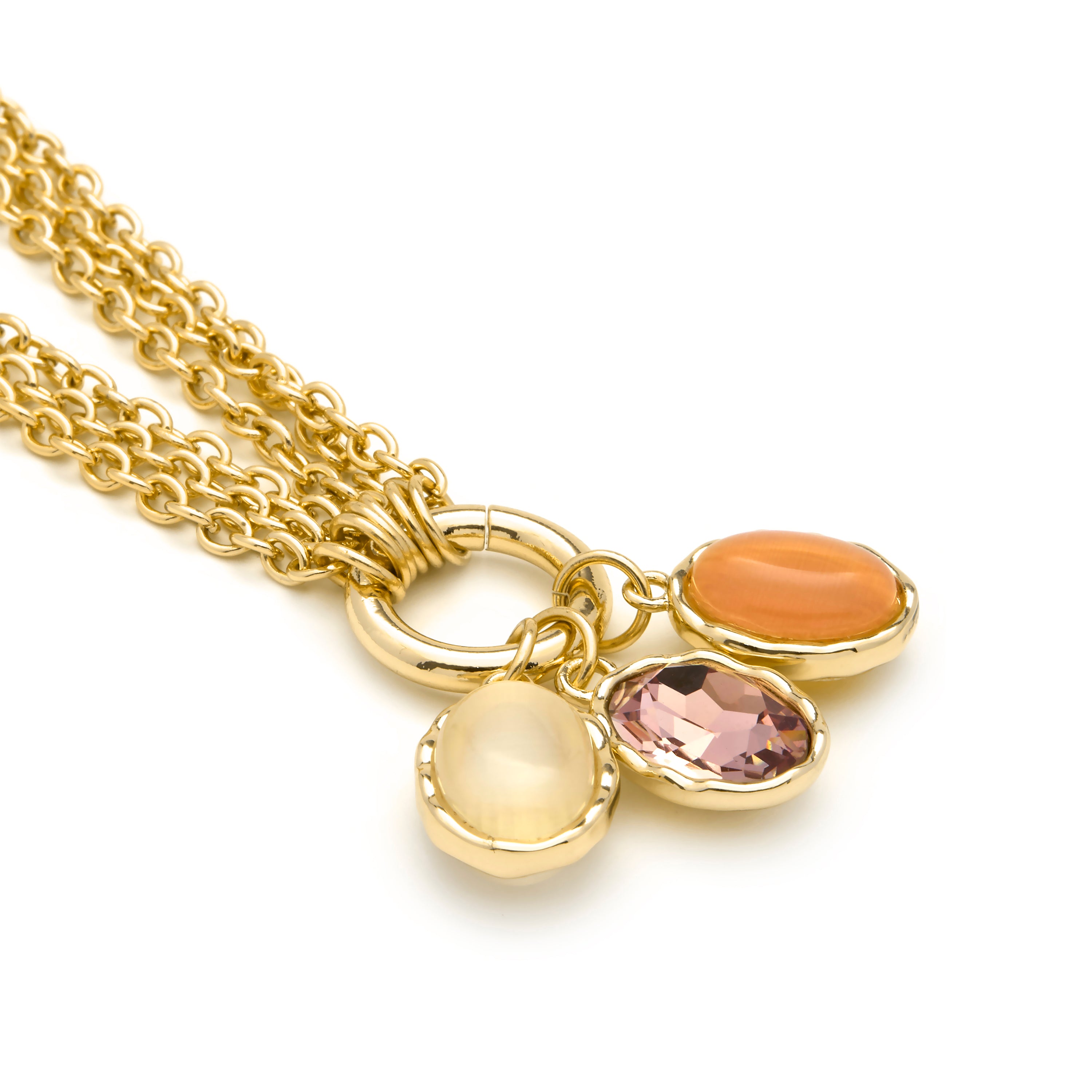 Multicolor Katzenaugen-Halskette mit 18k Gelbgold-Finish - Zalya