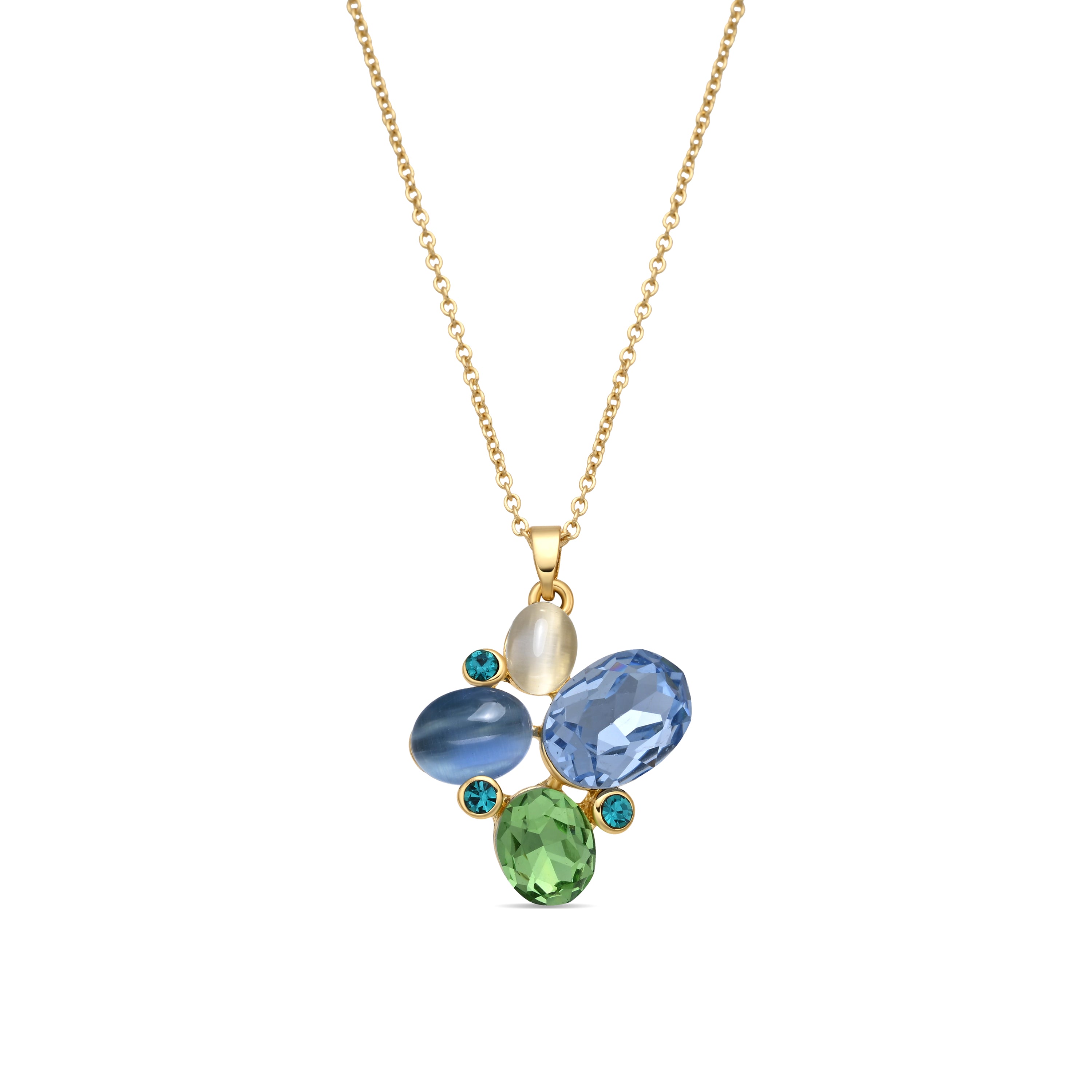 Collar de Ojo de Gato Azul acabado en oro amarillo 18k - Anxobu