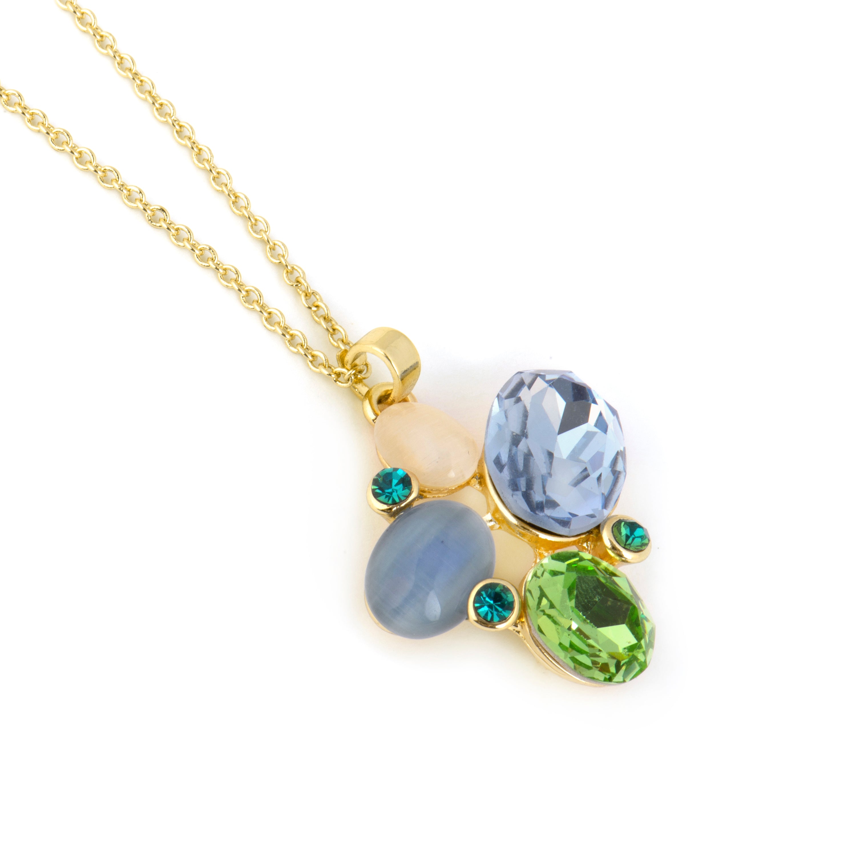 Collar de Ojo de Gato Azul acabado en oro amarillo 18k - Anxobu