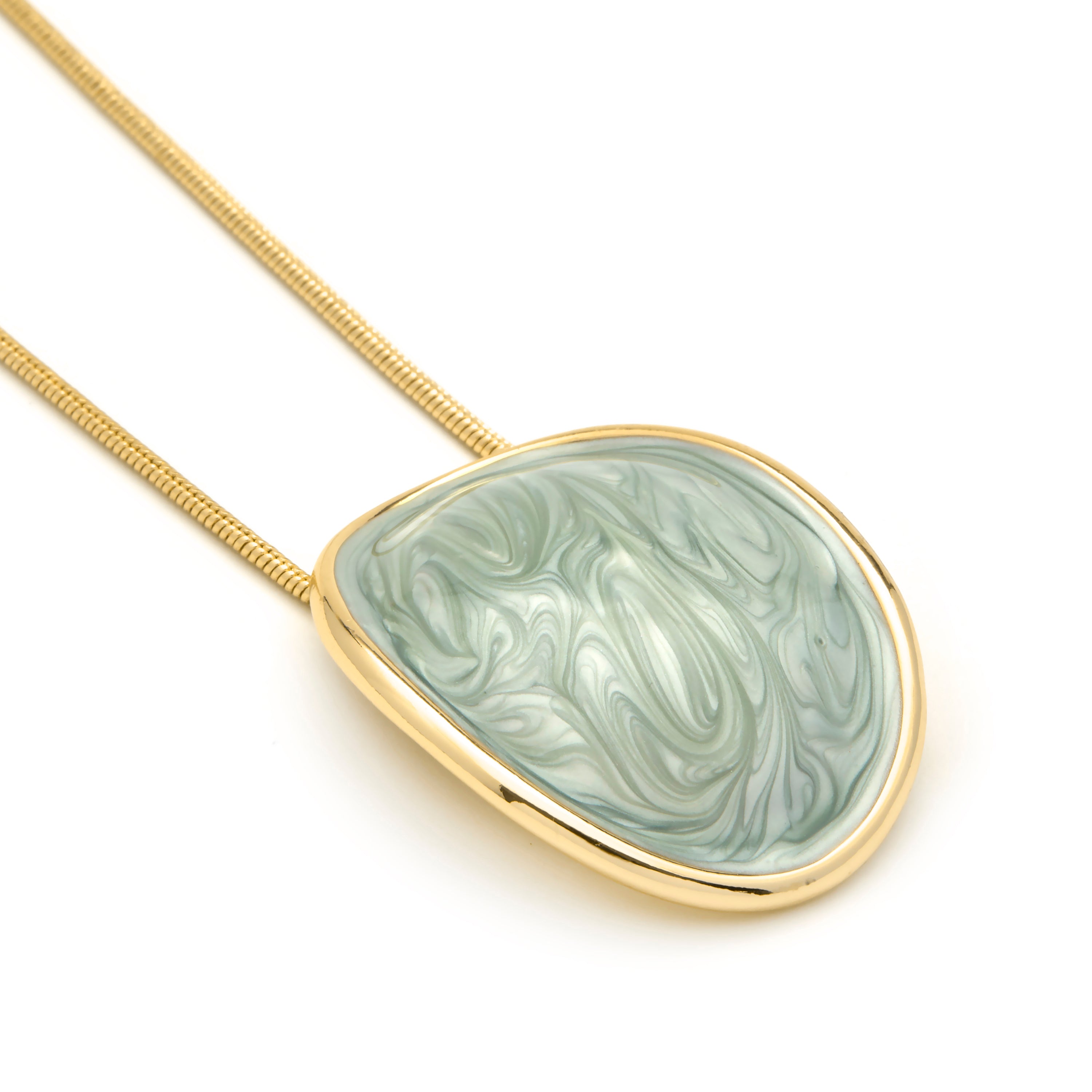 Collier en laque verte finition en or jaune 18k - Sul