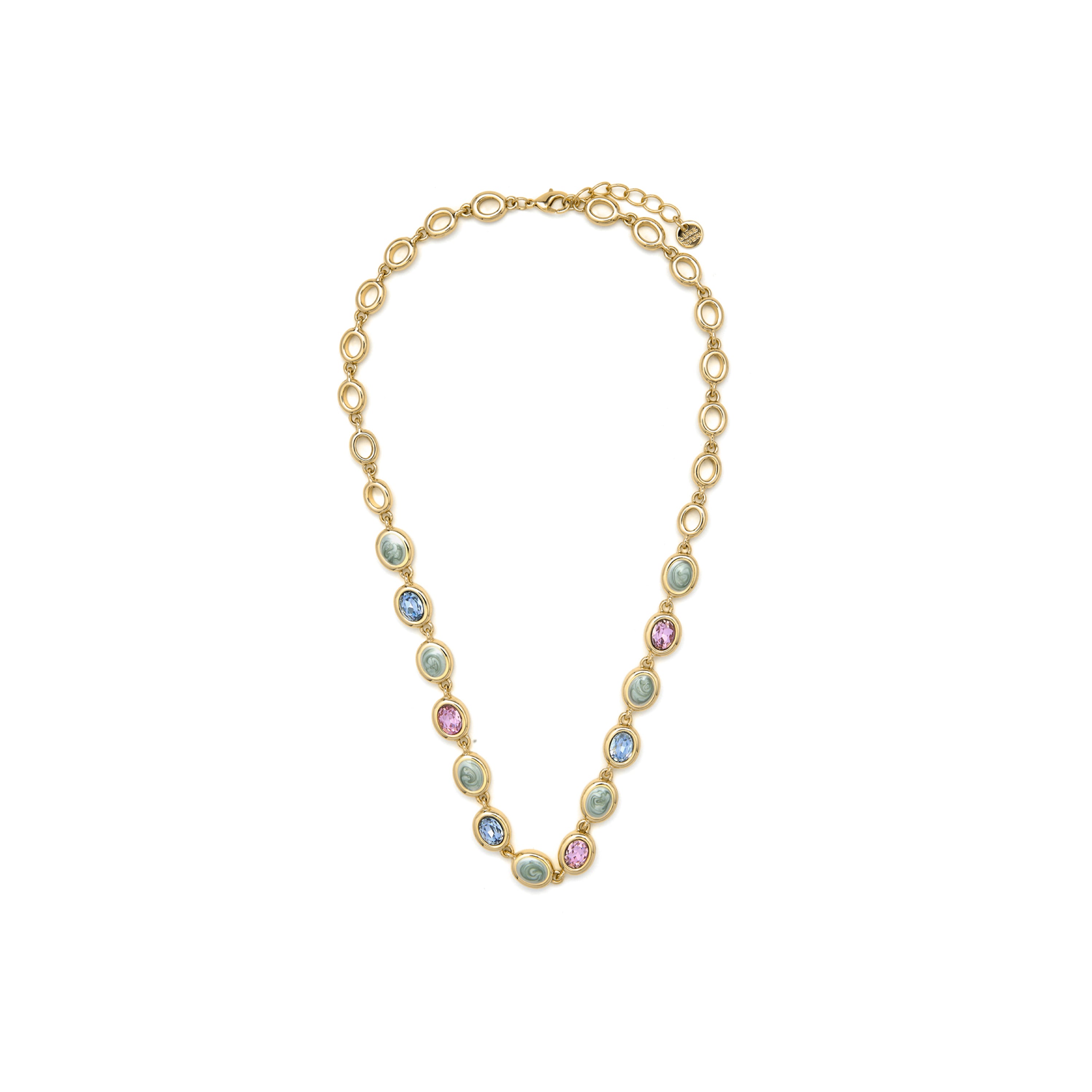 Multicolor Hydrothermal Quartz Necklace finished in 18k yellow gold - Asbi