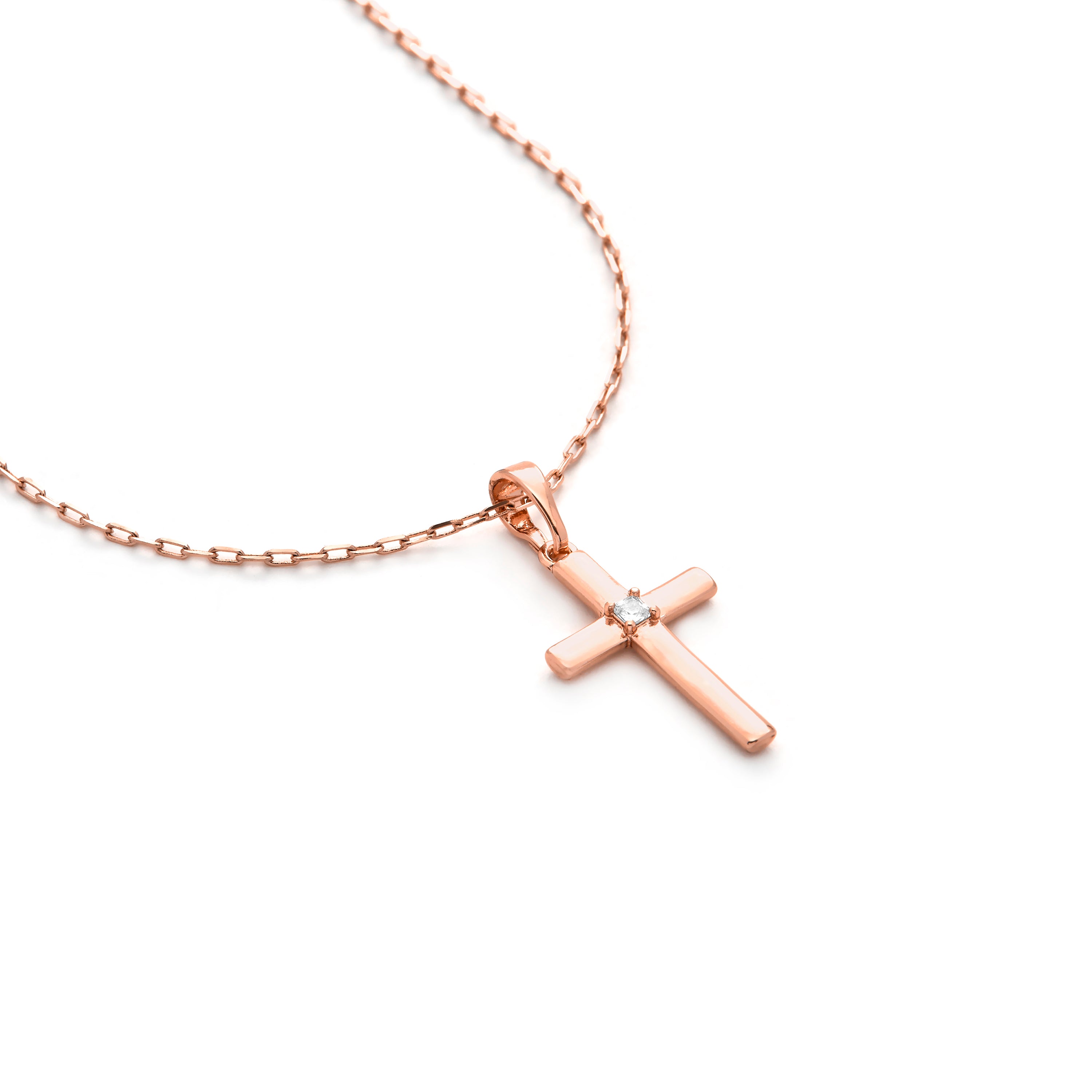 Halskette mit funkelndem Zirkonia, 18k Gelbgold-Finish - Buspai