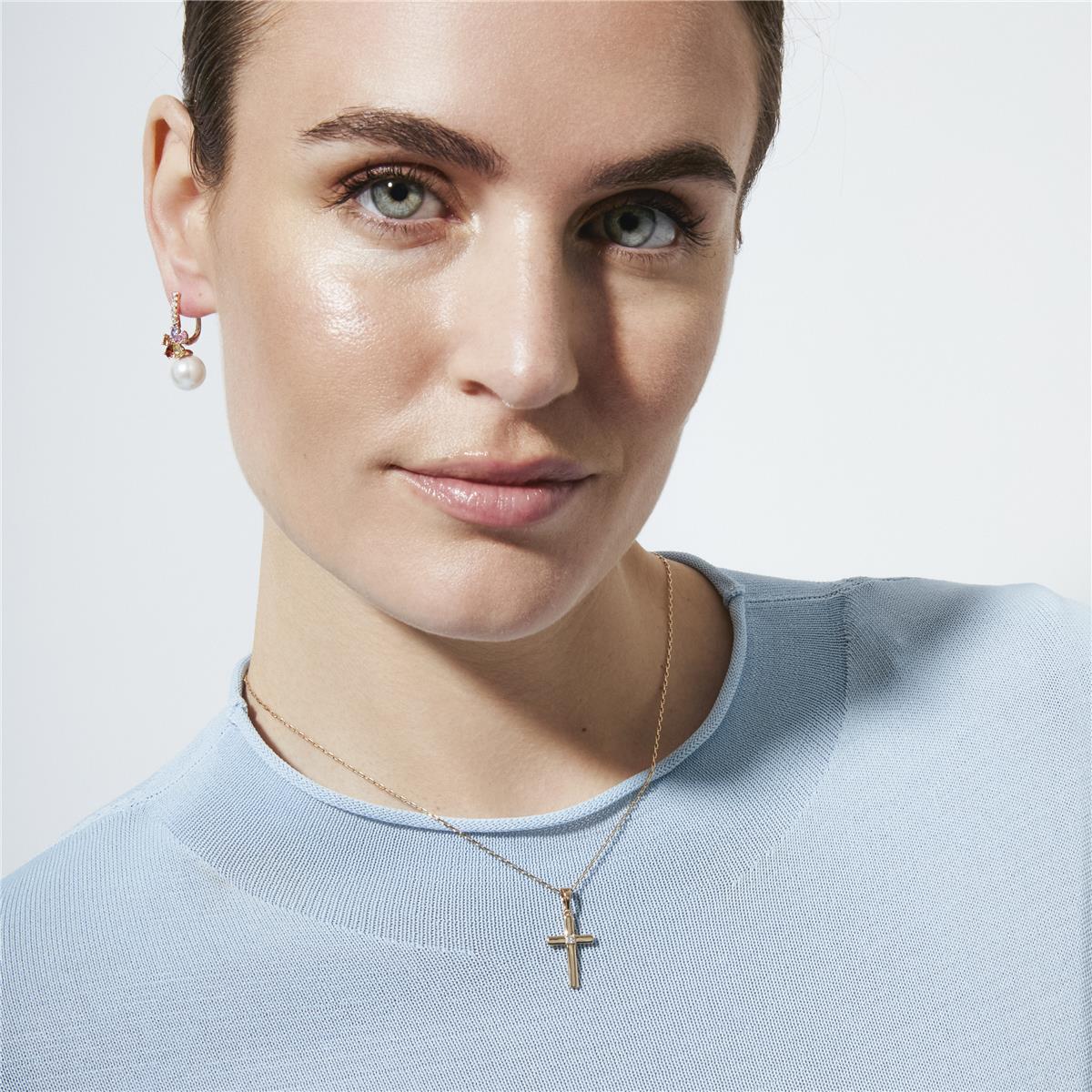 Halskette mit funkelndem Zirkonia, 18k Gelbgold-Finish - Buspai