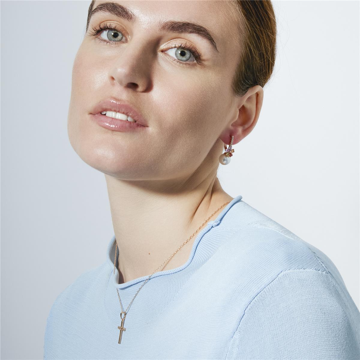 Halskette mit funkelndem Zirkonia, 18k Gelbgold-Finish - Buspai