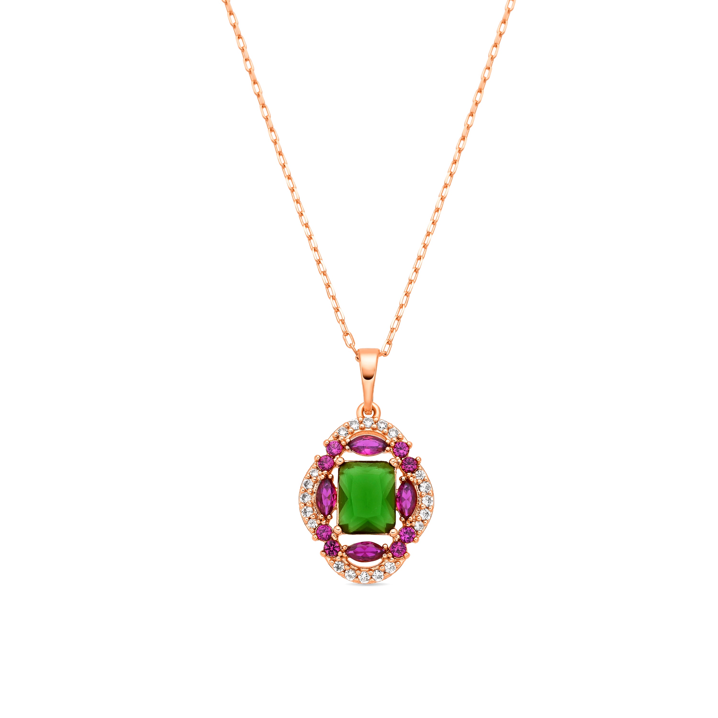 Collana con zirconi multicolore finitura in oro giallo 18k - Riadxo