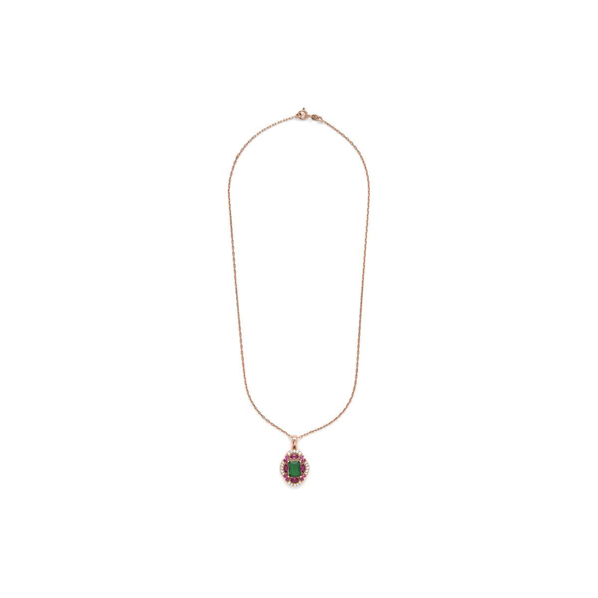Collana con zirconi multicolore finitura in oro giallo 18k - Riadxo