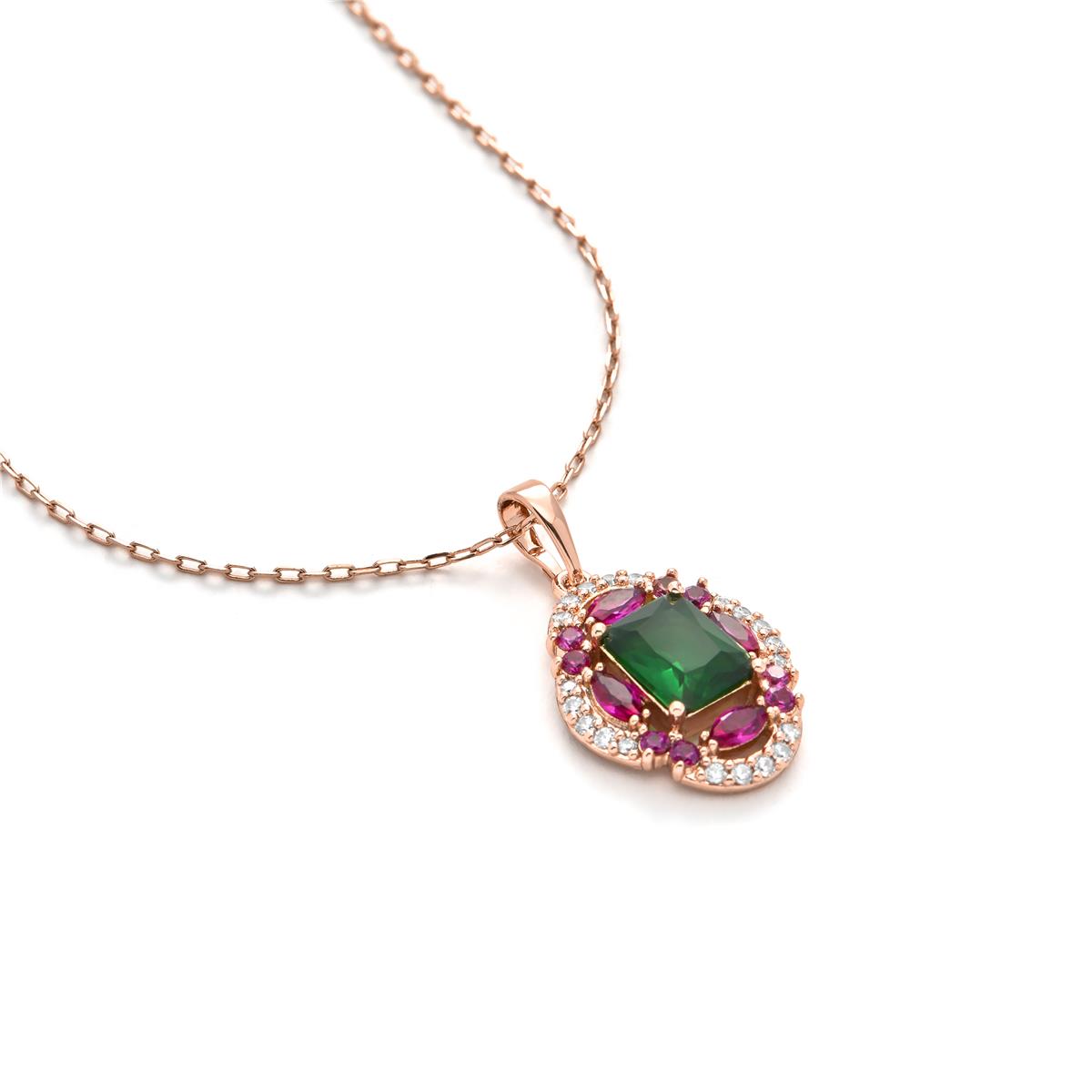 Collana con zirconi multicolore finitura in oro giallo 18k - Riadxo