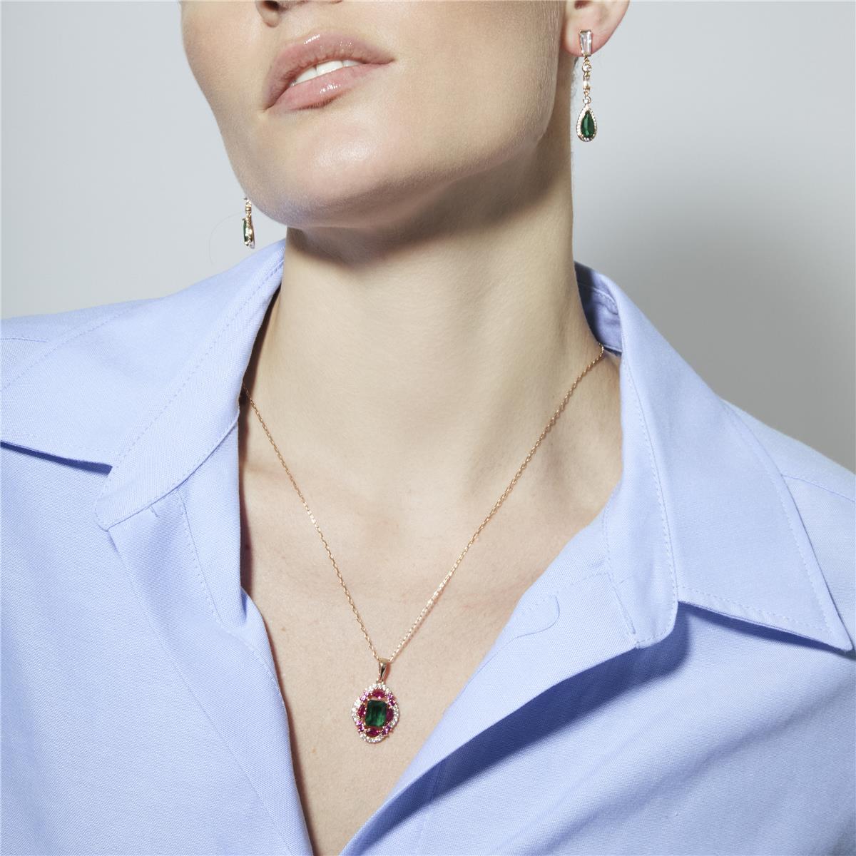 Collana con zirconi multicolore finitura in oro giallo 18k - Riadxo
