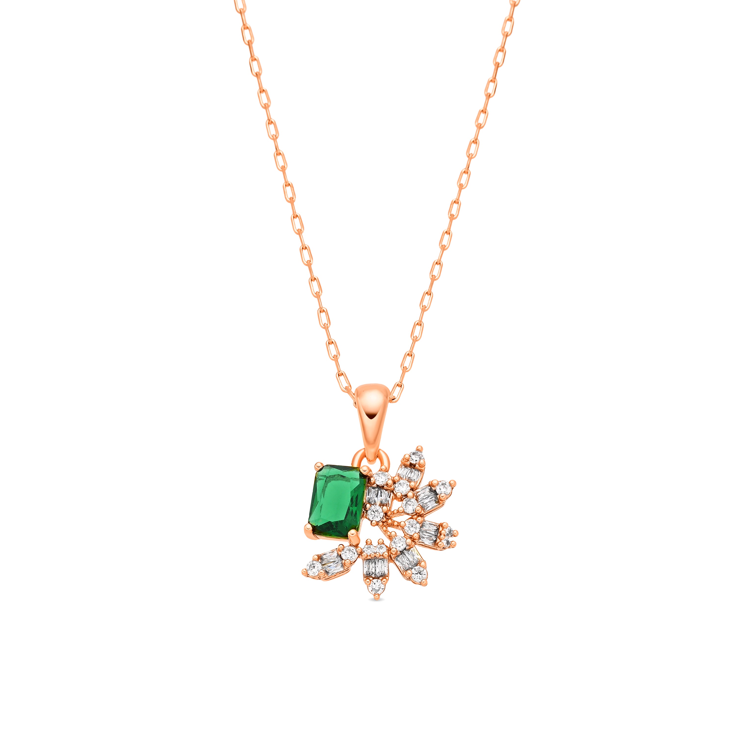 Colar de zircónia esmeralda com acabamento em ouro amarelo de 18k - Juveio