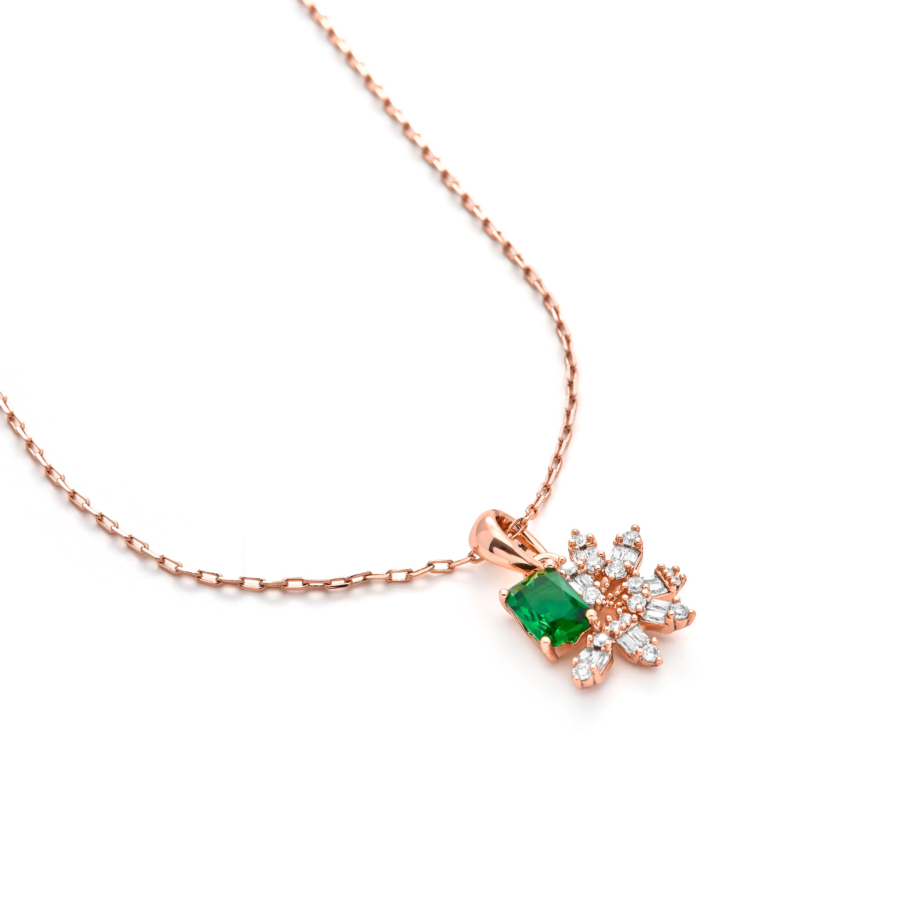 Colar de zircónia esmeralda com acabamento em ouro amarelo de 18k - Juveio