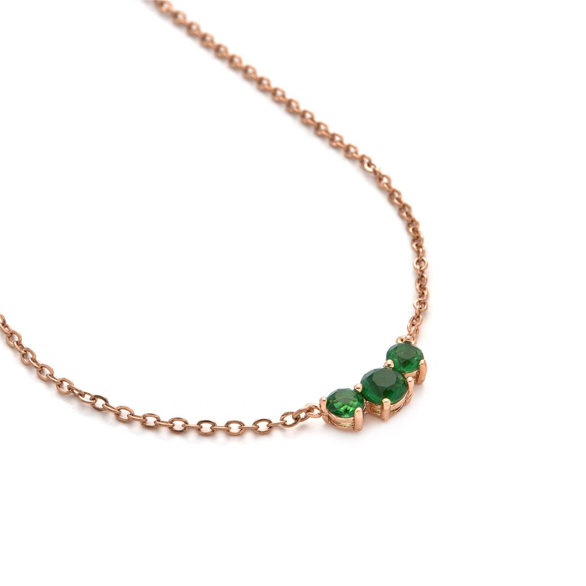 Halskette mit Smaragd-Zirkonia, 18 Karat Gelbgold-Finish - Ciruk