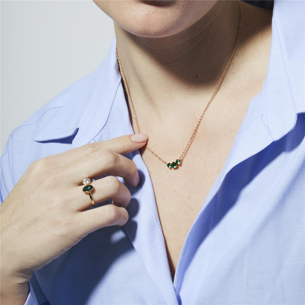 Halskette mit Smaragd-Zirkonia, 18 Karat Gelbgold-Finish - Ciruk