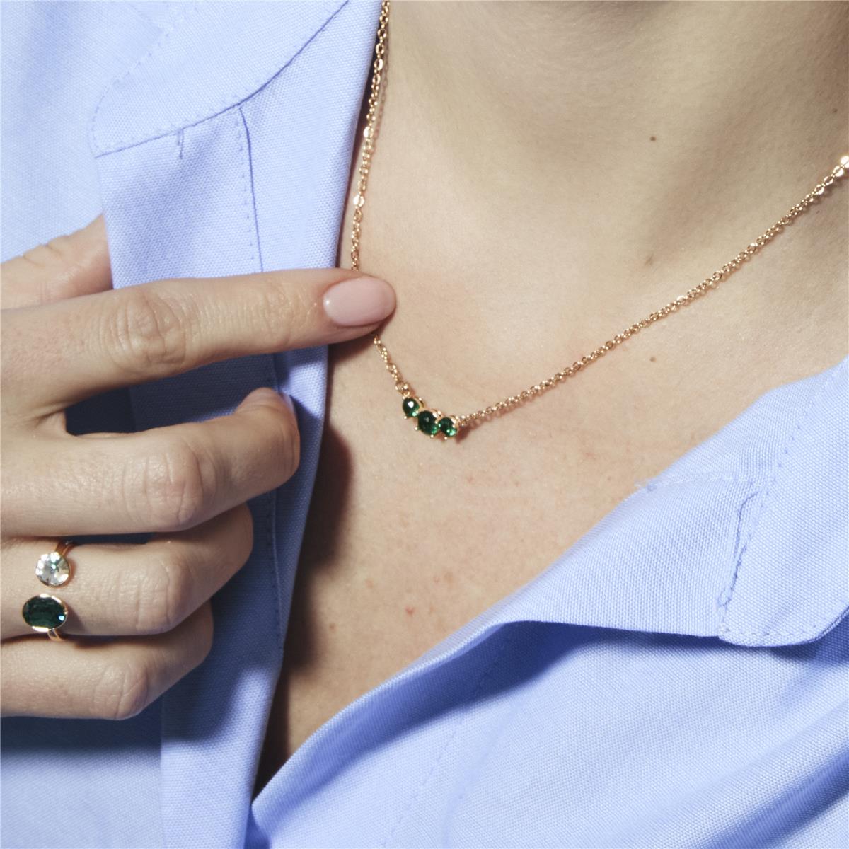 Halskette mit Smaragd-Zirkonia, 18 Karat Gelbgold-Finish - Ciruk