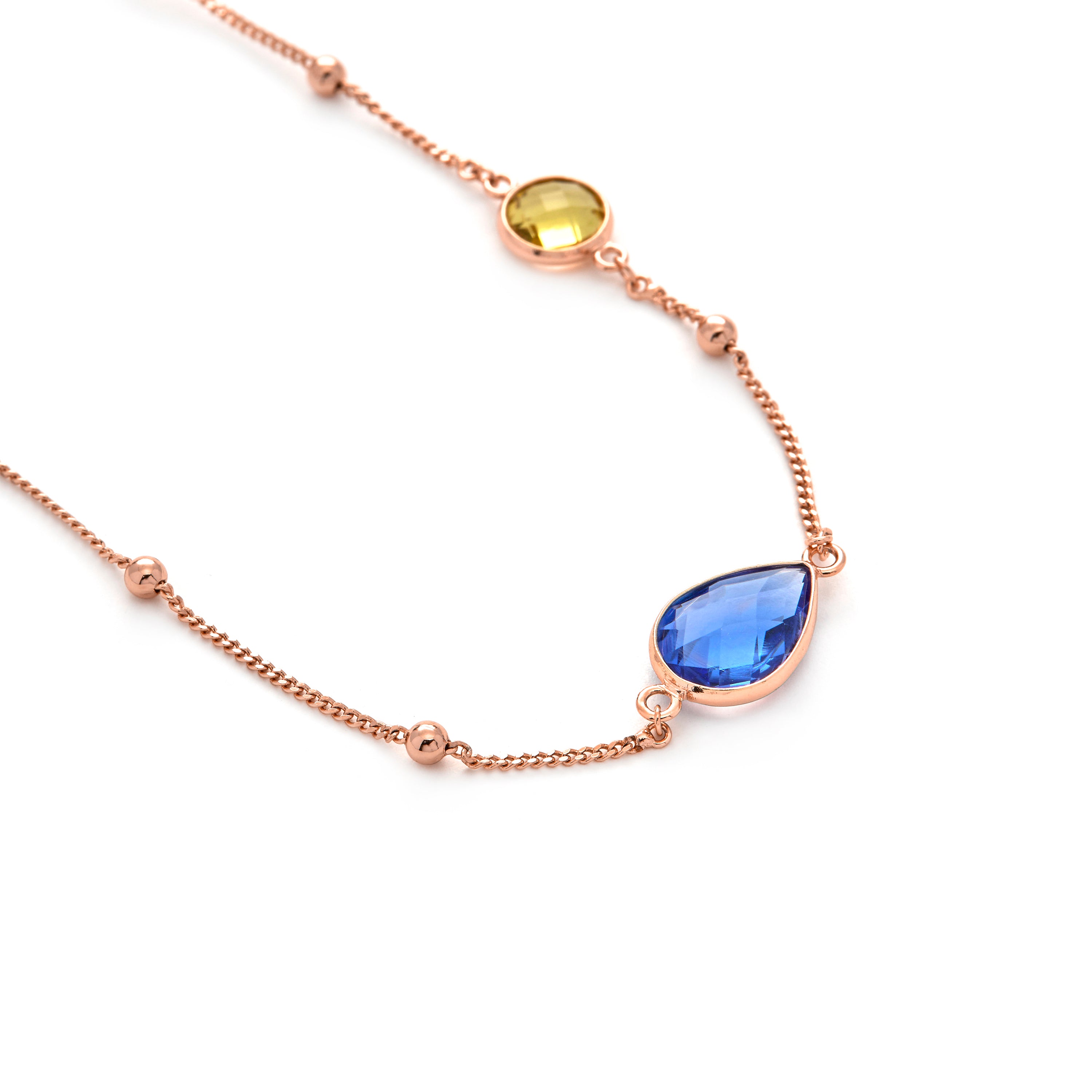 Collar de Cuarzo Hidrotermal Multicolor acabado en oro amarillo de 18k - Laswen