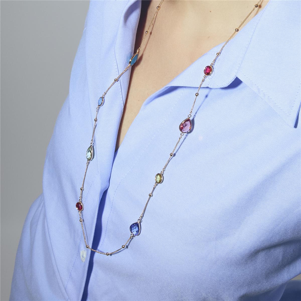 Collar de Cuarzo Hidrotermal Multicolor acabado en oro amarillo de 18k - Laswen