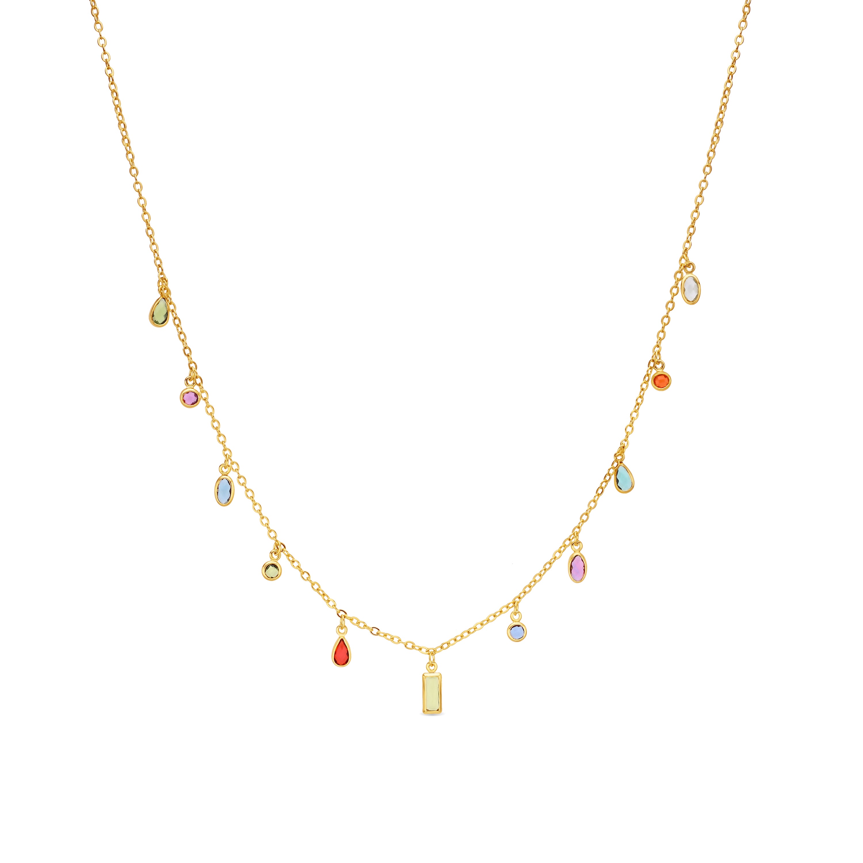 Multicolored Zircon Necklace Finished in 18k Yellow Gold - Ayisha