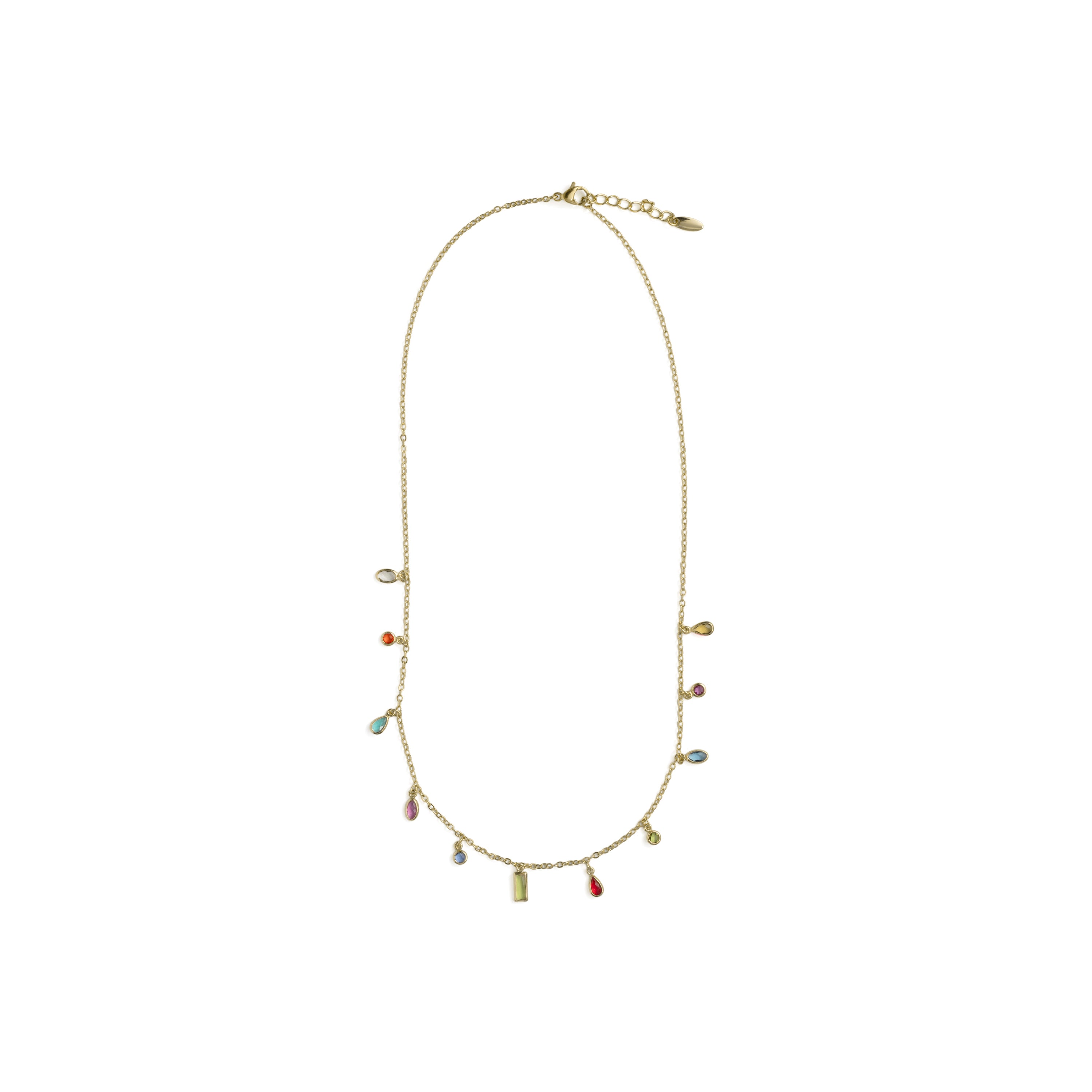 Multicolored Zircon Necklace Finished in 18k Yellow Gold - Ayisha