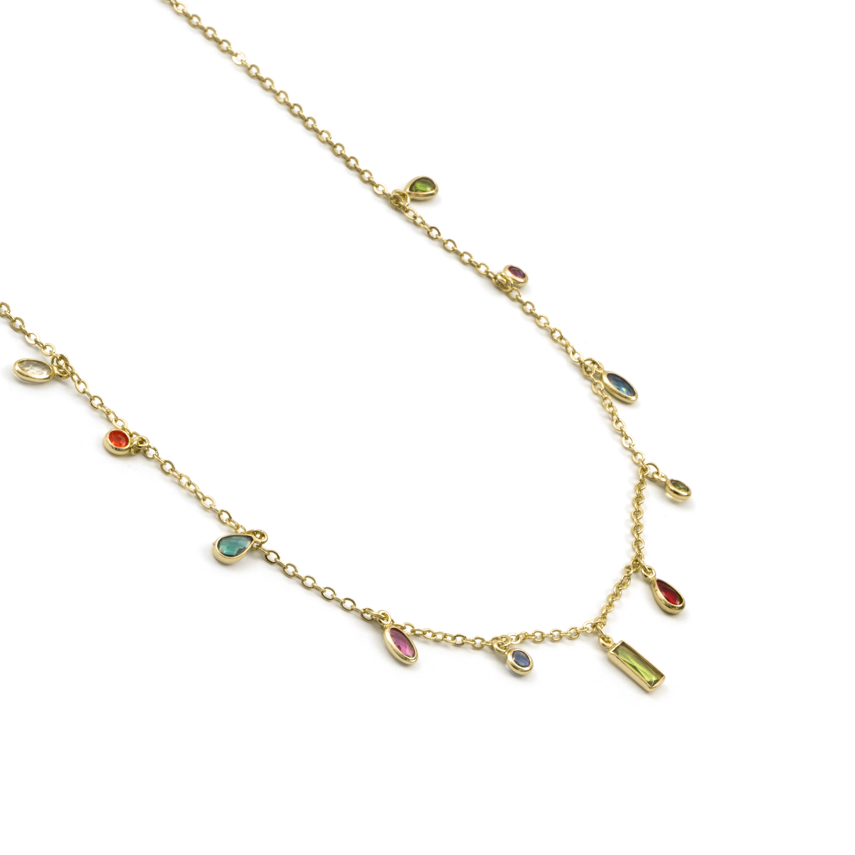 Multicolored Zircon Necklace Finished in 18k Yellow Gold - Ayisha