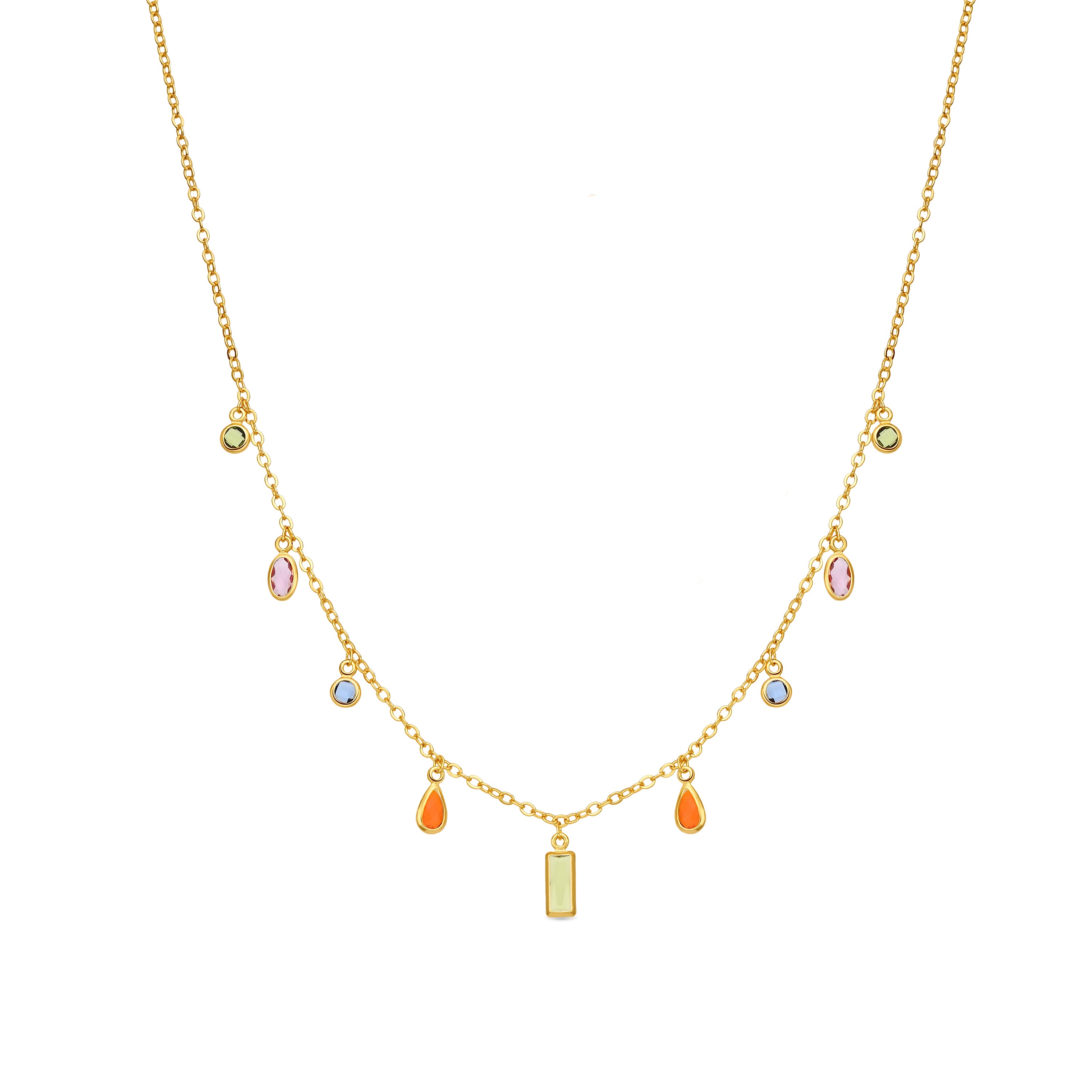 Collier en zircon multicolore finition or jaune 18k - Ayisha