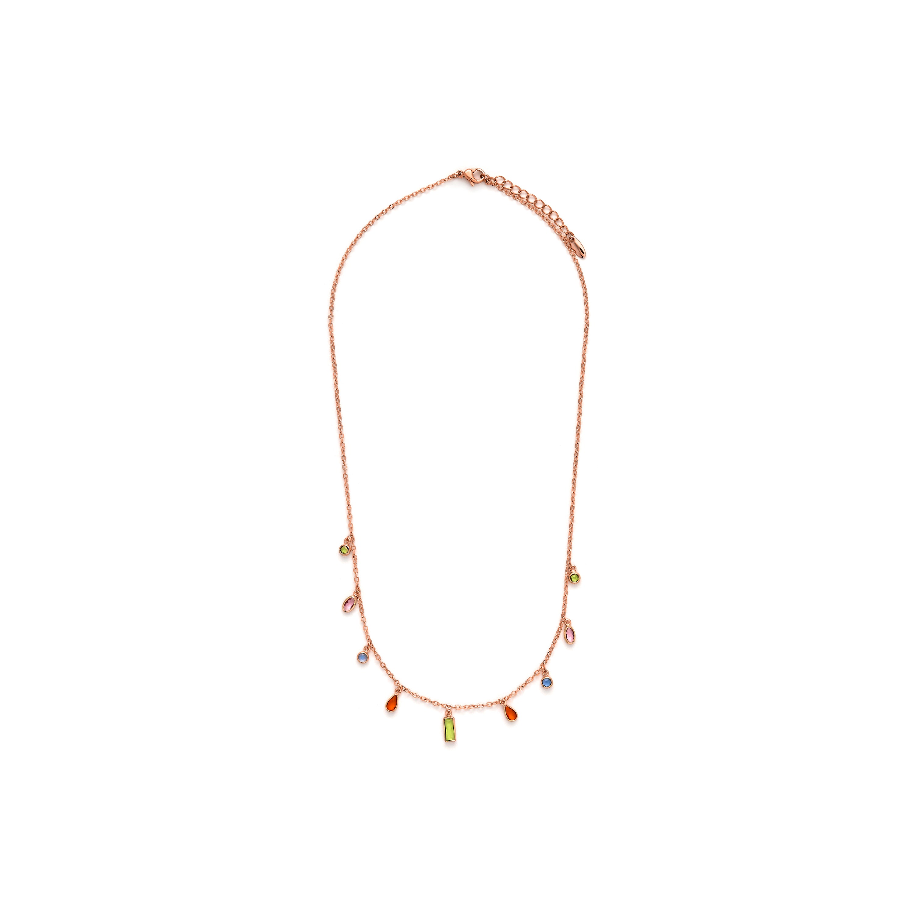 Collier en zircon multicolore finition or jaune 18k - Ayisha