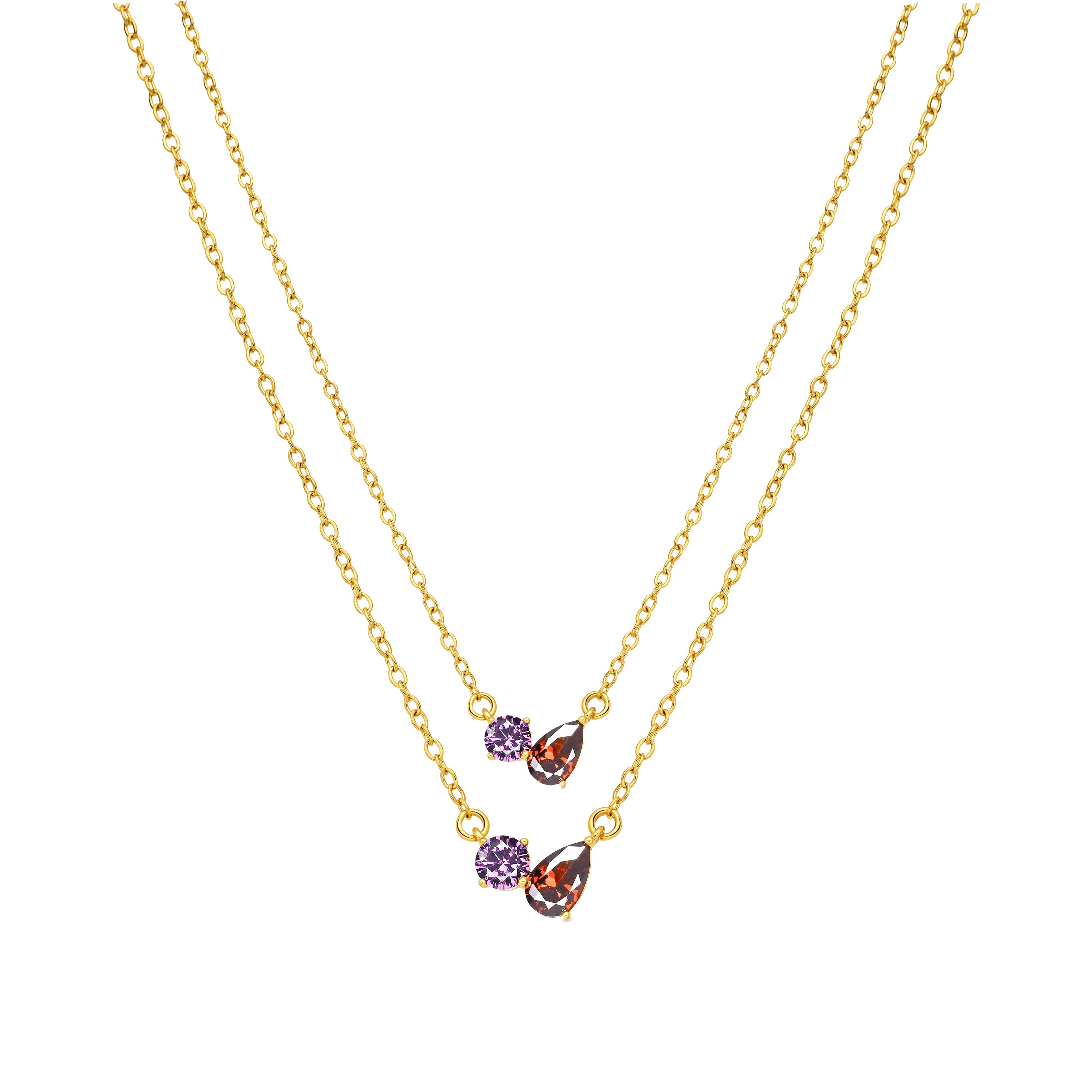 Collier en zircon multicolore finition or jaune 18k - Yasel