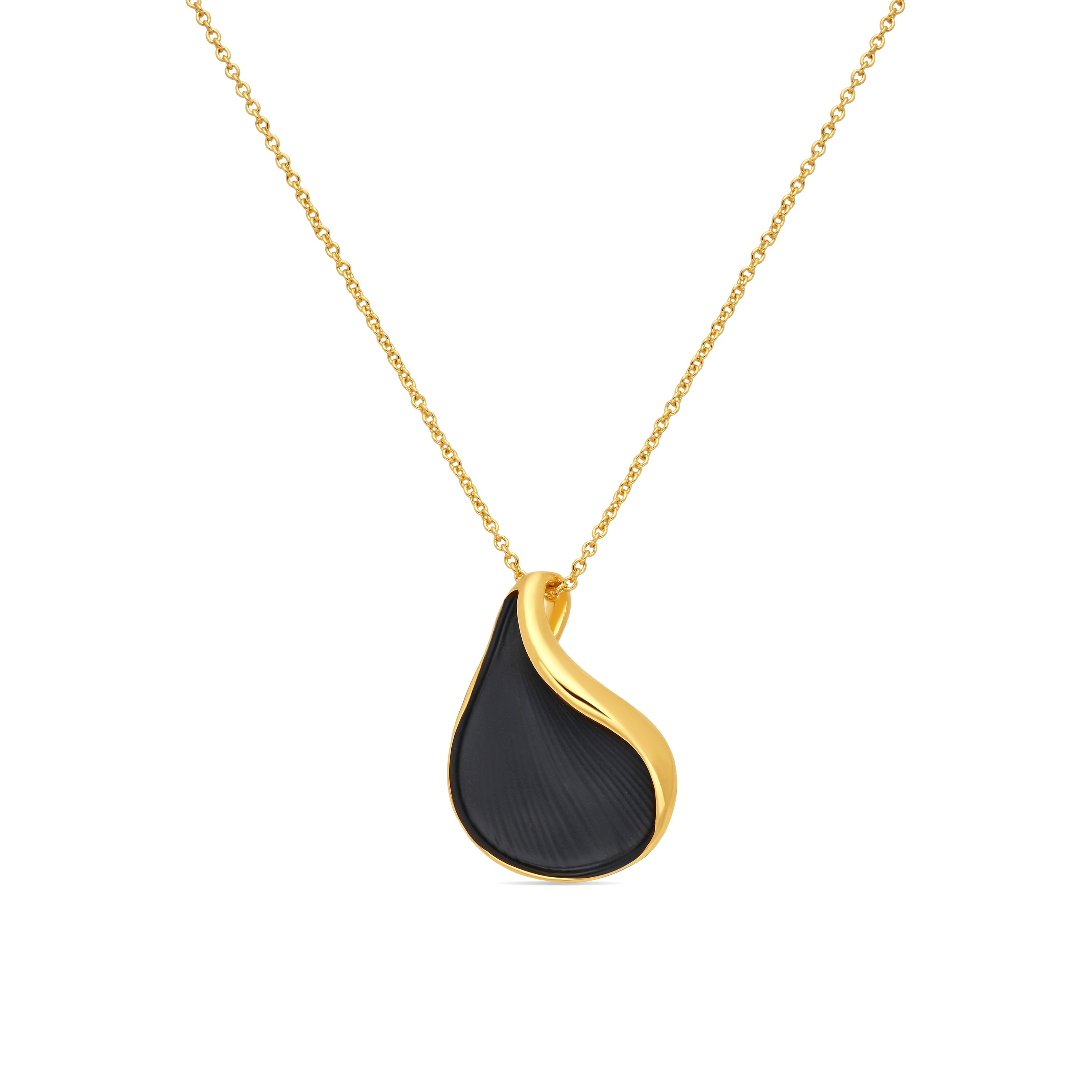 Collar de Lacado Negro acabado en oro amarillo de 18k - Overci