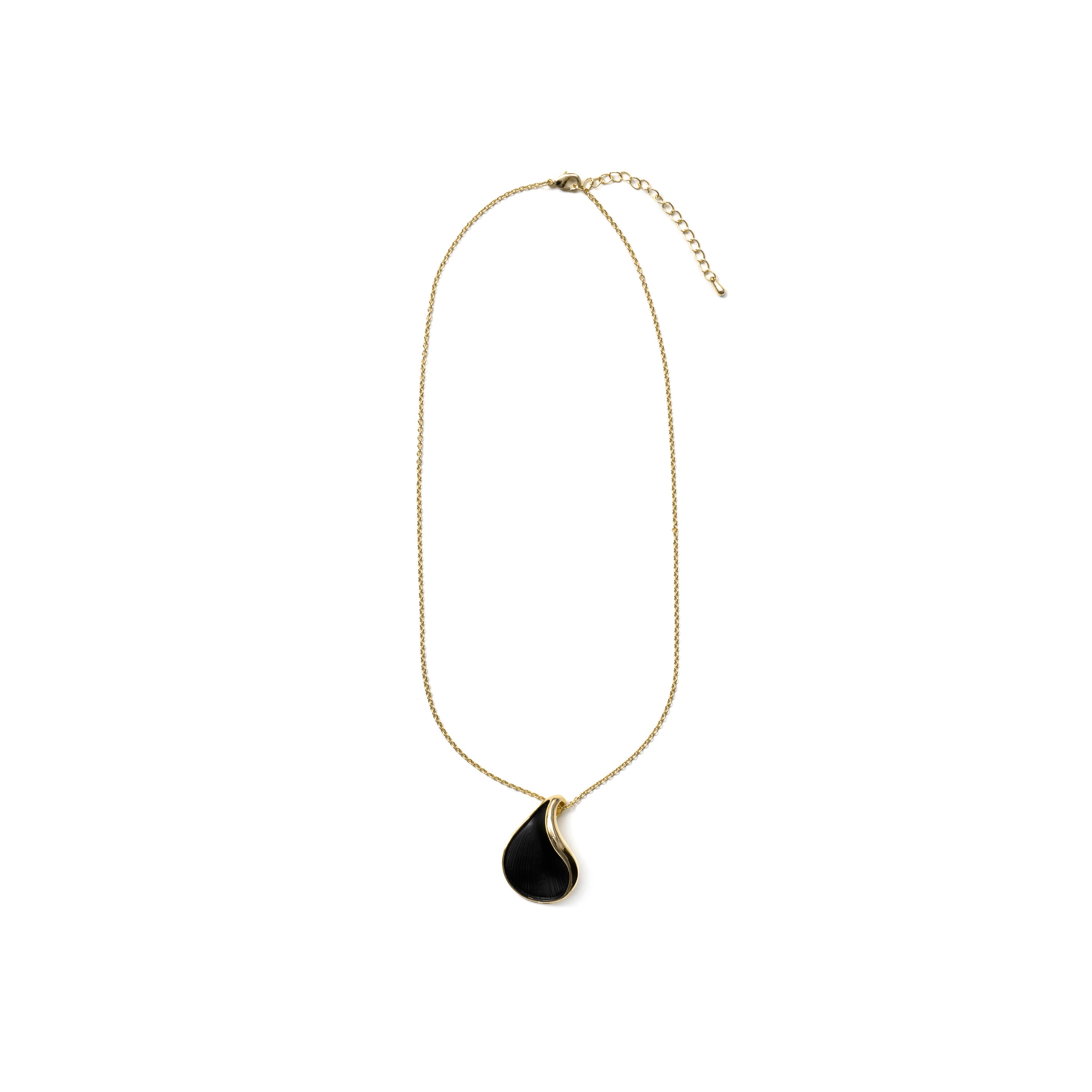 Black Lacquer Necklace with 18k Yellow Gold Finish - Overci