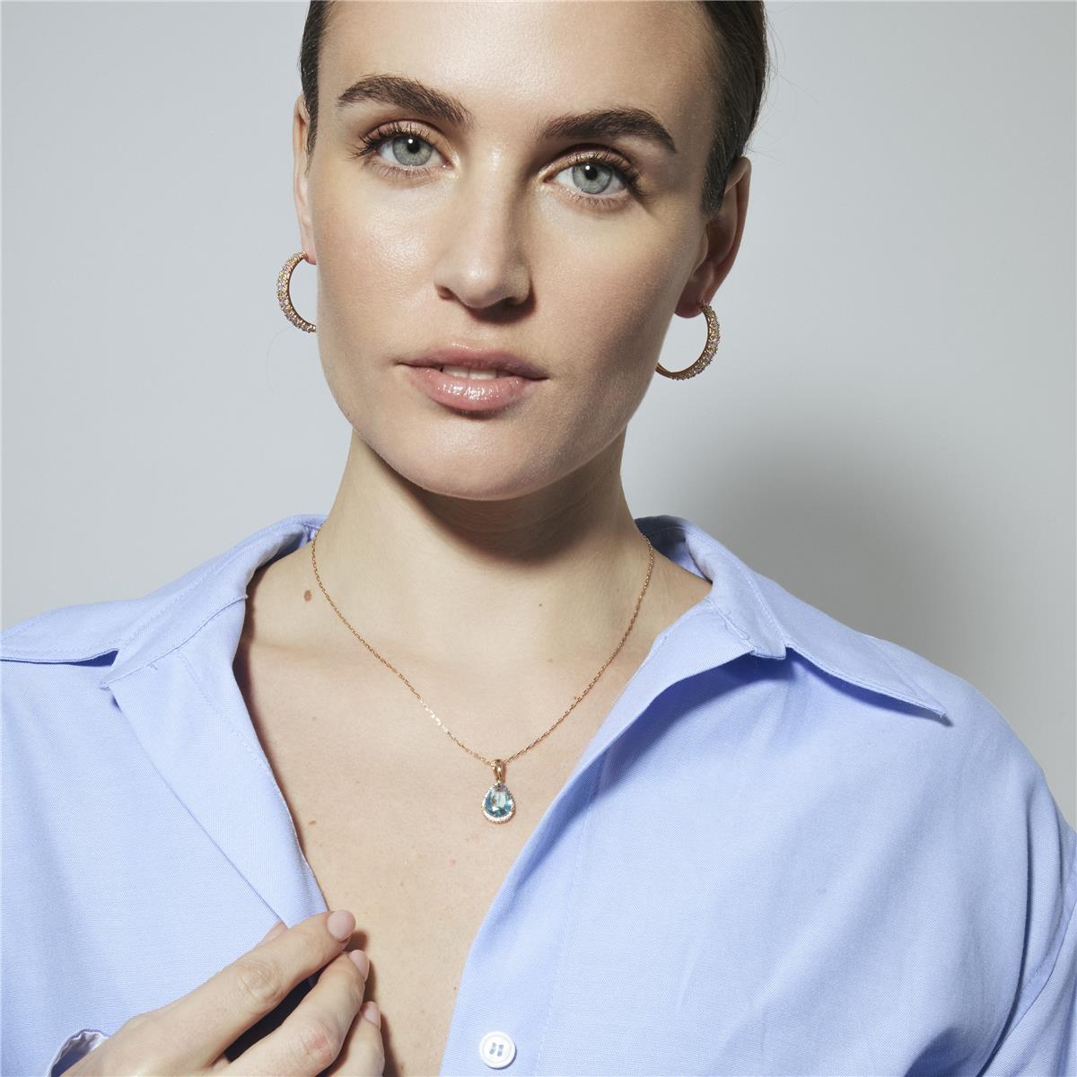 Aquamarine Cubic Zirconia Necklace finished in 18k Yellow Gold - Dota