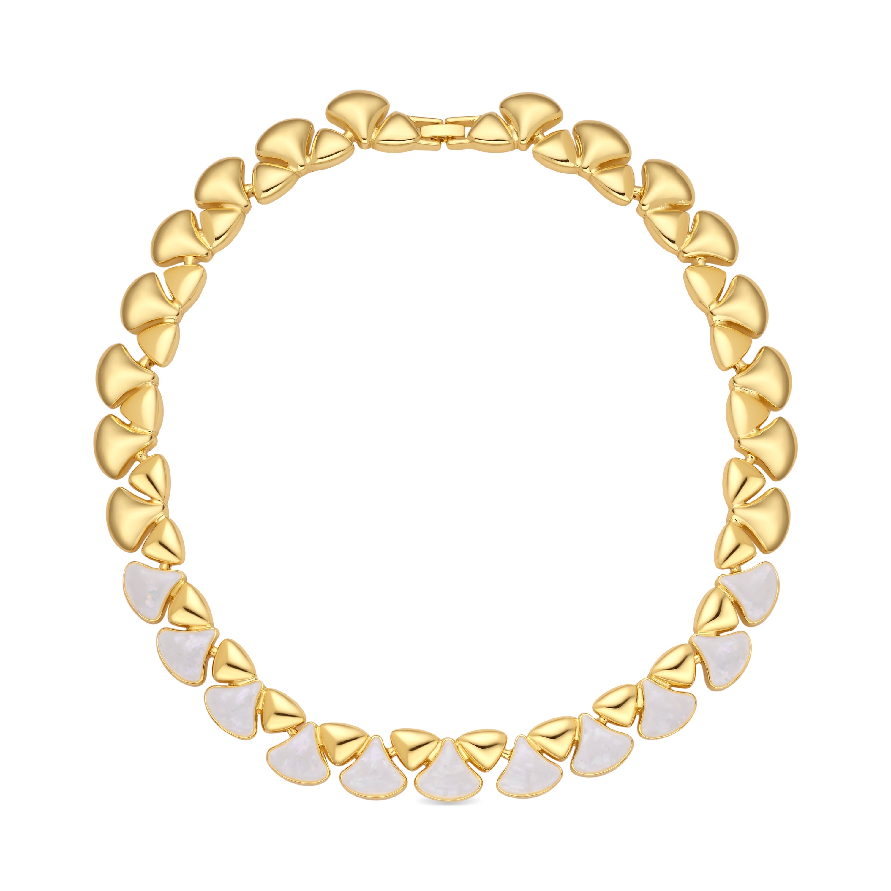 Weißes Perlmutt-Halsband mit 18k Gelbgold-Finish - Riub