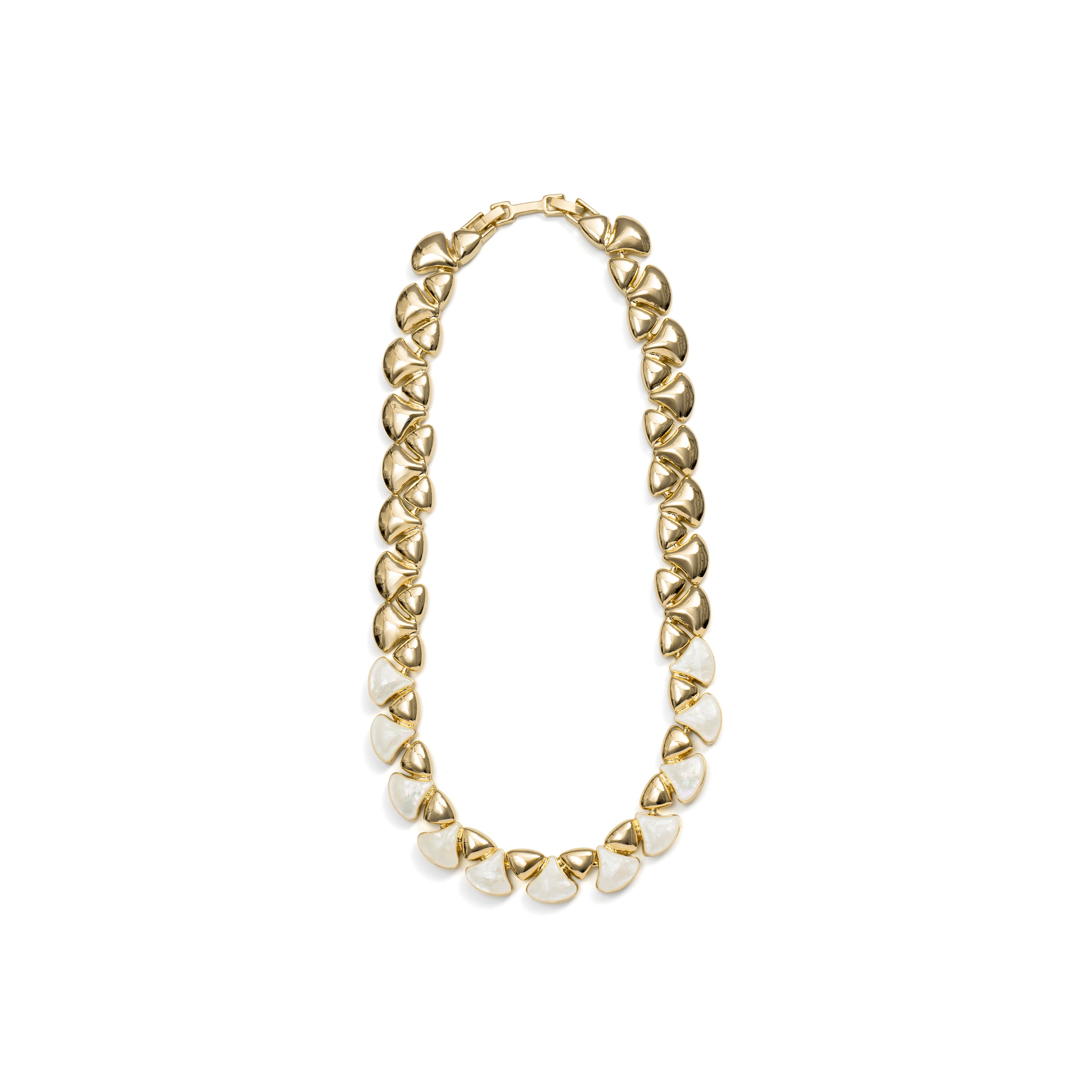 Weißes Perlmutt-Halsband mit 18k Gelbgold-Finish - Riub