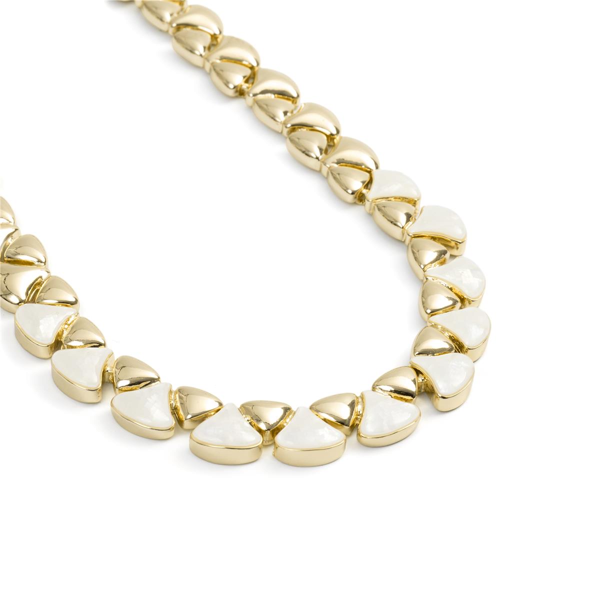 Weißes Perlmutt-Halsband mit 18k Gelbgold-Finish - Riub