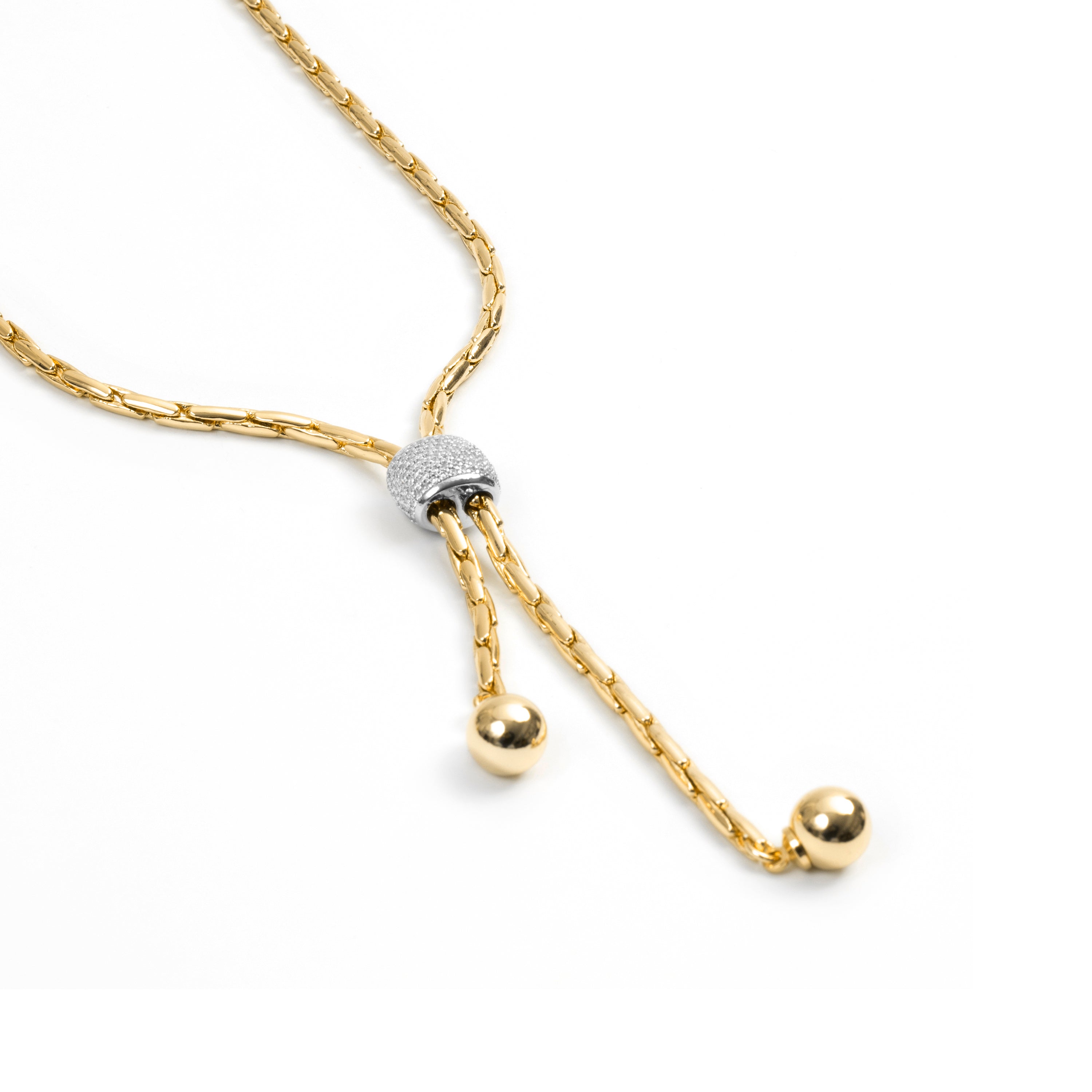 Collar de Circonita Brillante acabado en oro amarillo de 18k - Cymui