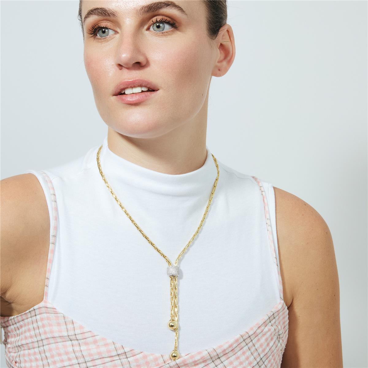 Collar de Circonita Brillante acabado en oro amarillo de 18k - Cymui