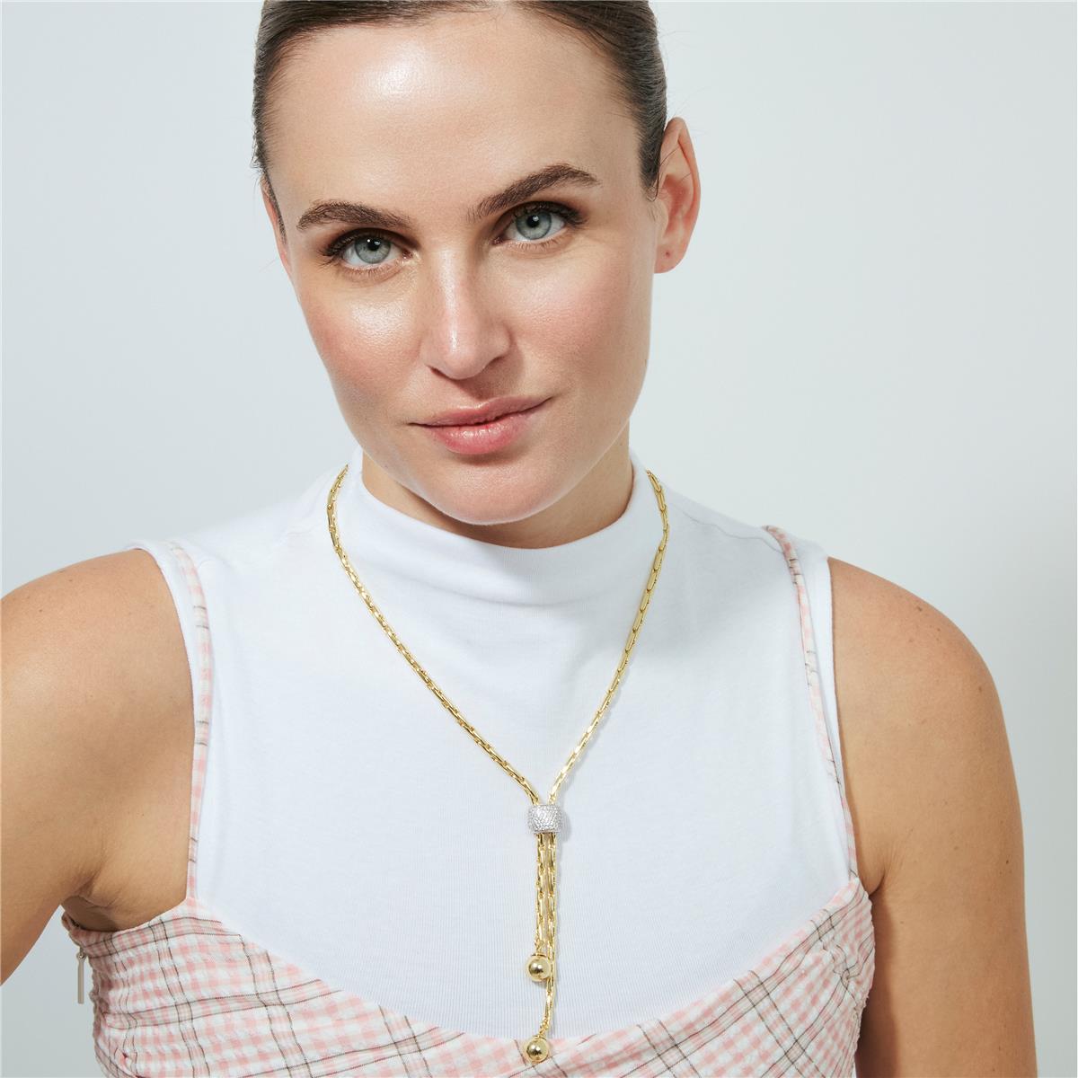 Collar de Circonita Brillante acabado en oro amarillo de 18k - Cymui