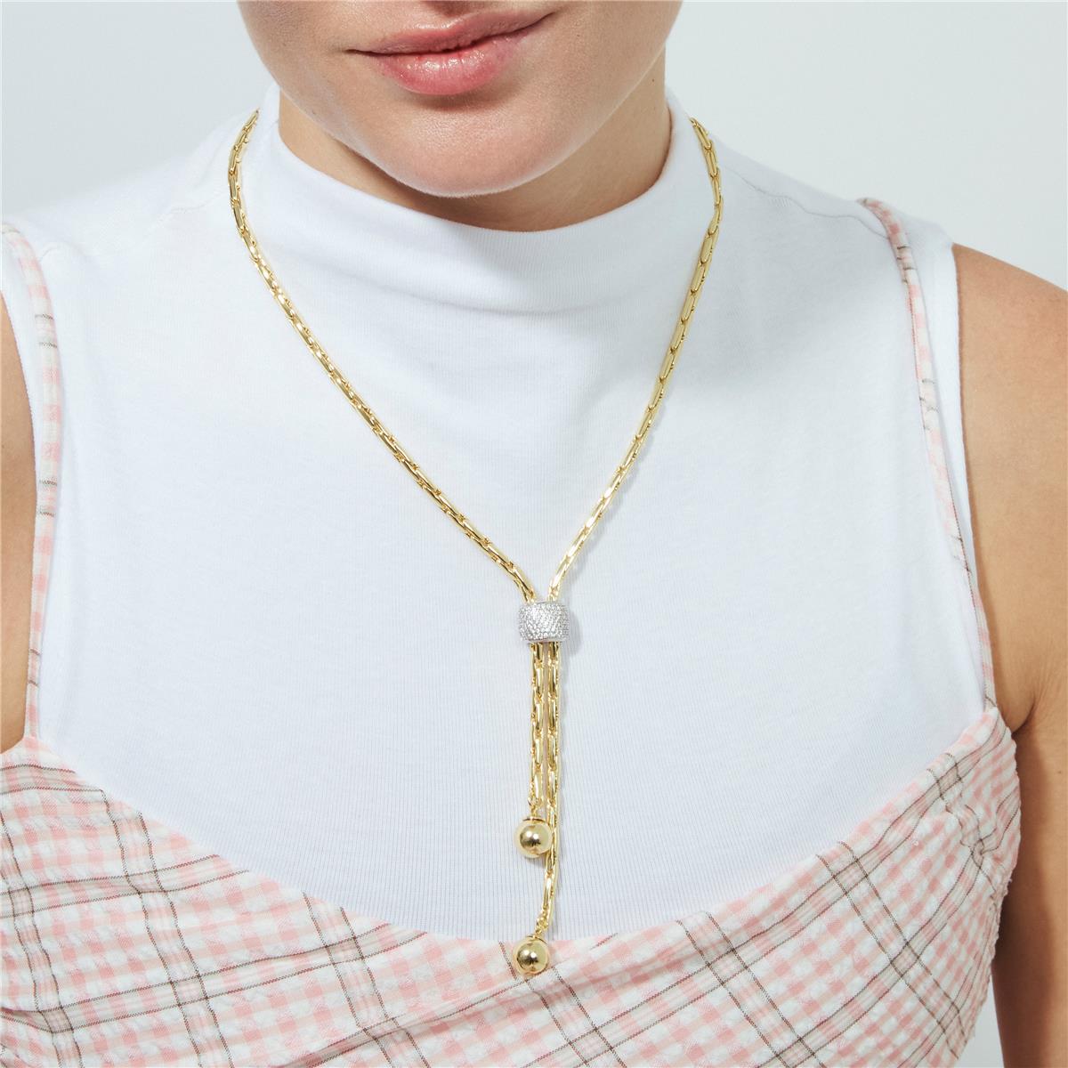 Collar de Circonita Brillante acabado en oro amarillo de 18k - Cymui