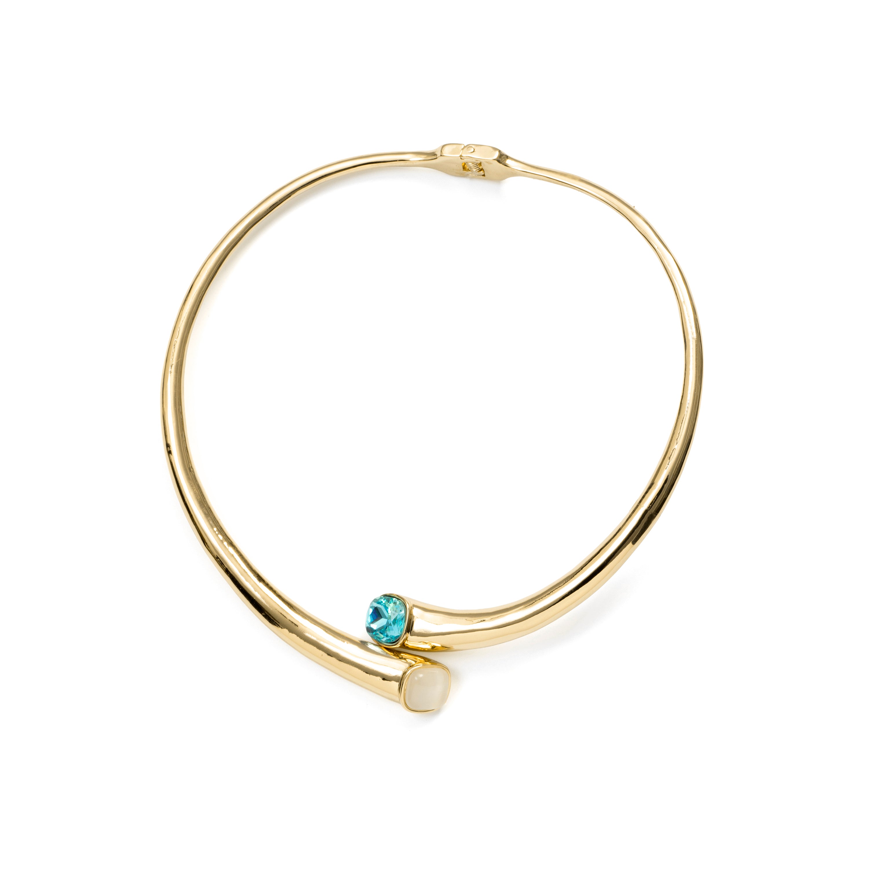 Blue Crystal Necklace finished in 18k yellow gold - Ione