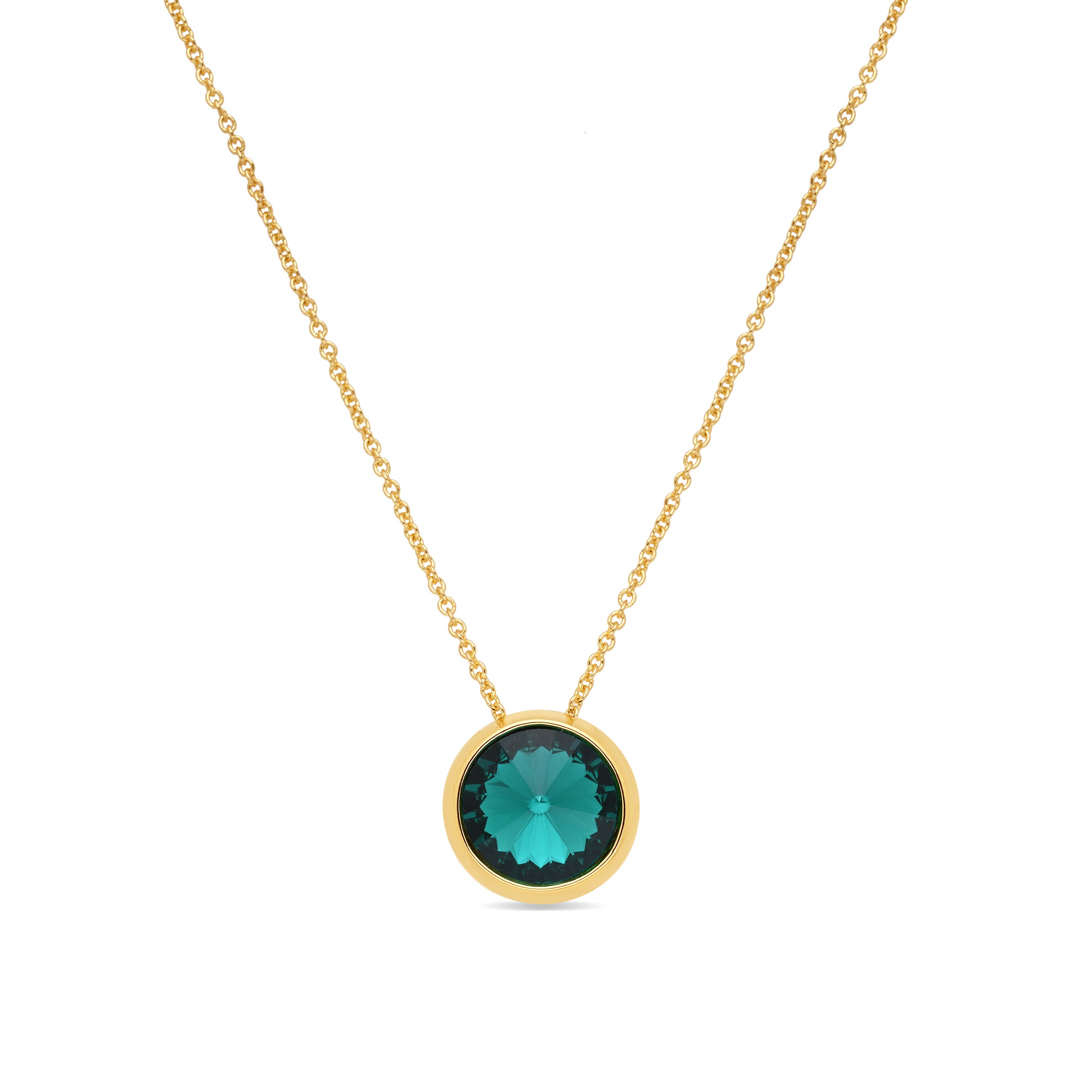 Collar de Cristal Verde acabado en oro amarillo de 18k - Ness